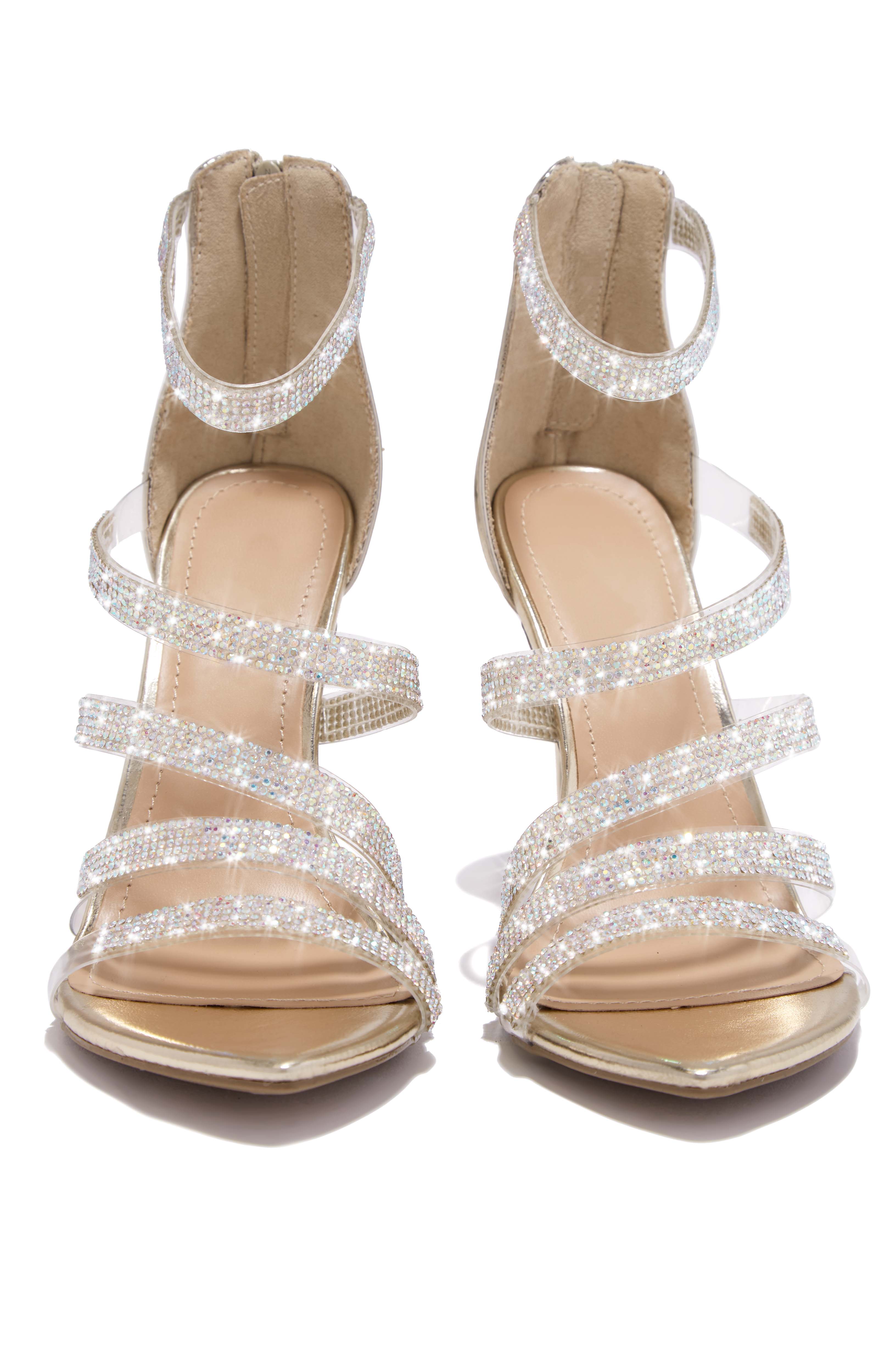 Private Parties Embellished High Heels - Gold - Image 3
