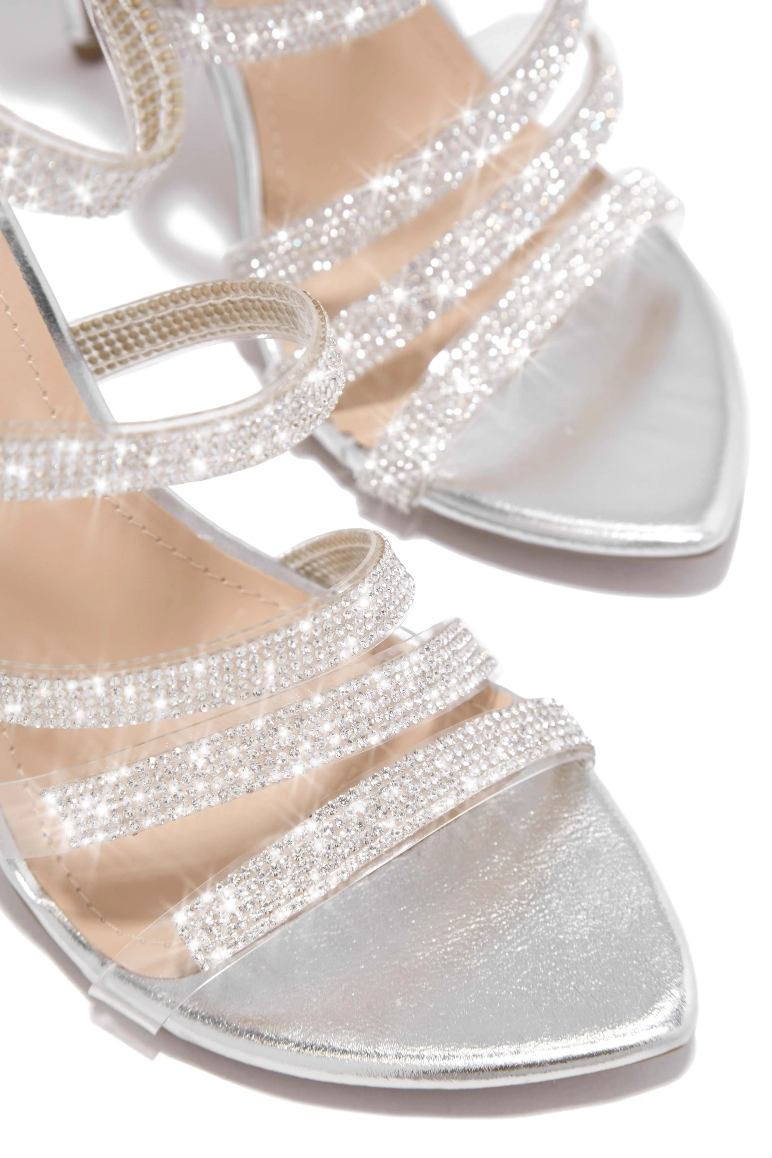 Private Parties Embellished High Heels - Silver - Image 3
