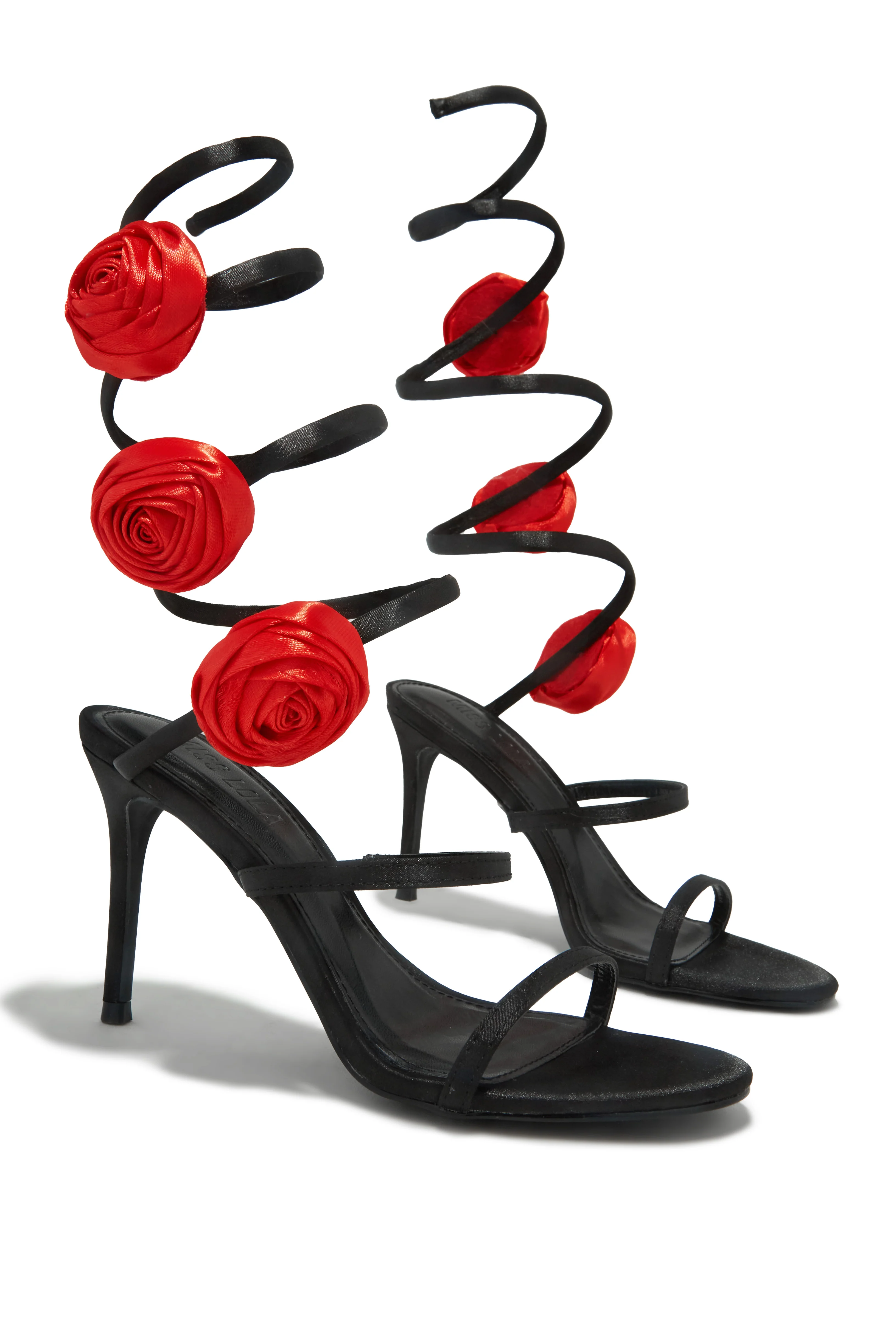 Raisa Around The Ankle Coil Heels - Black Red - Image 10