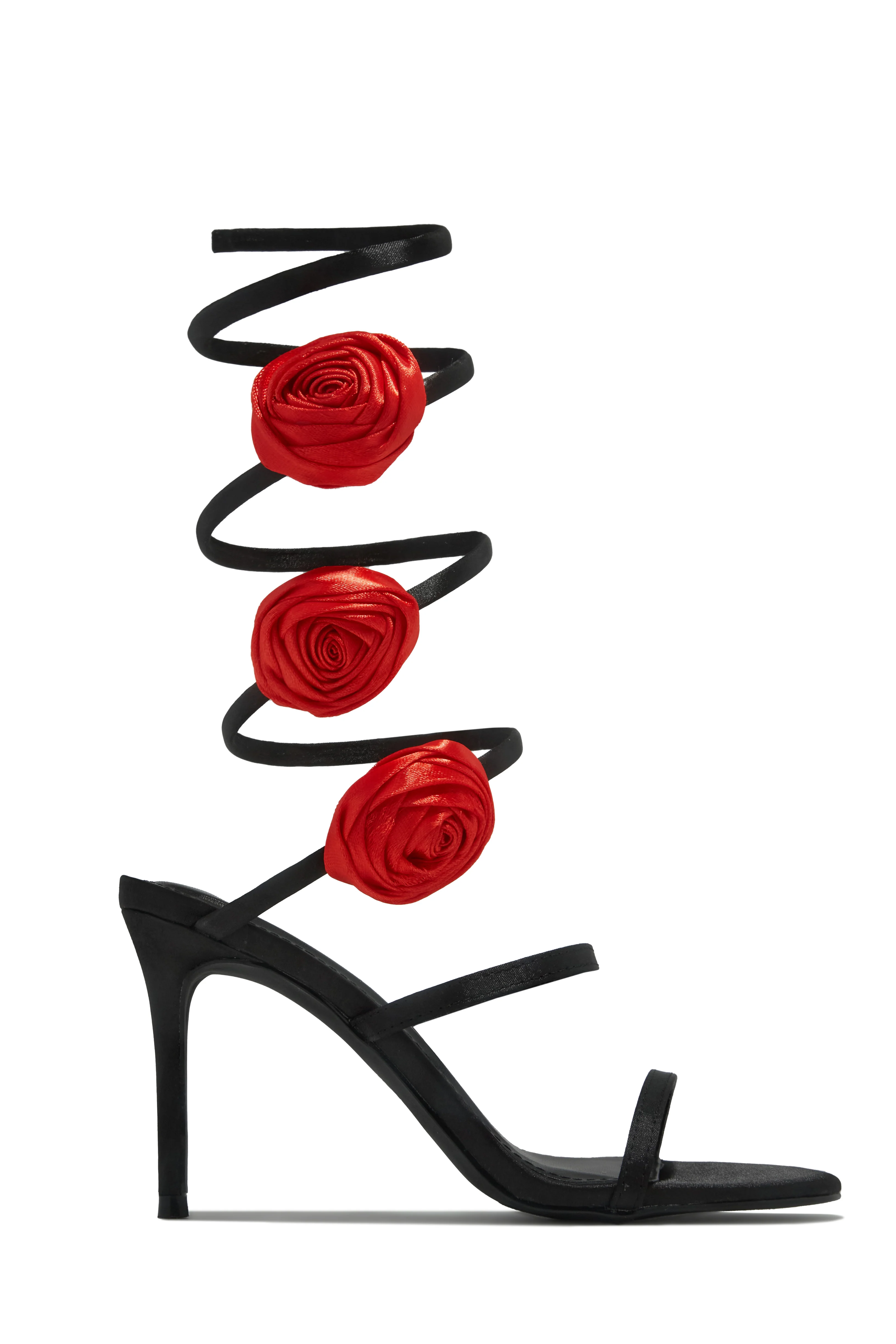 Raisa Around The Ankle Coil Heels - Black Red - Image 9