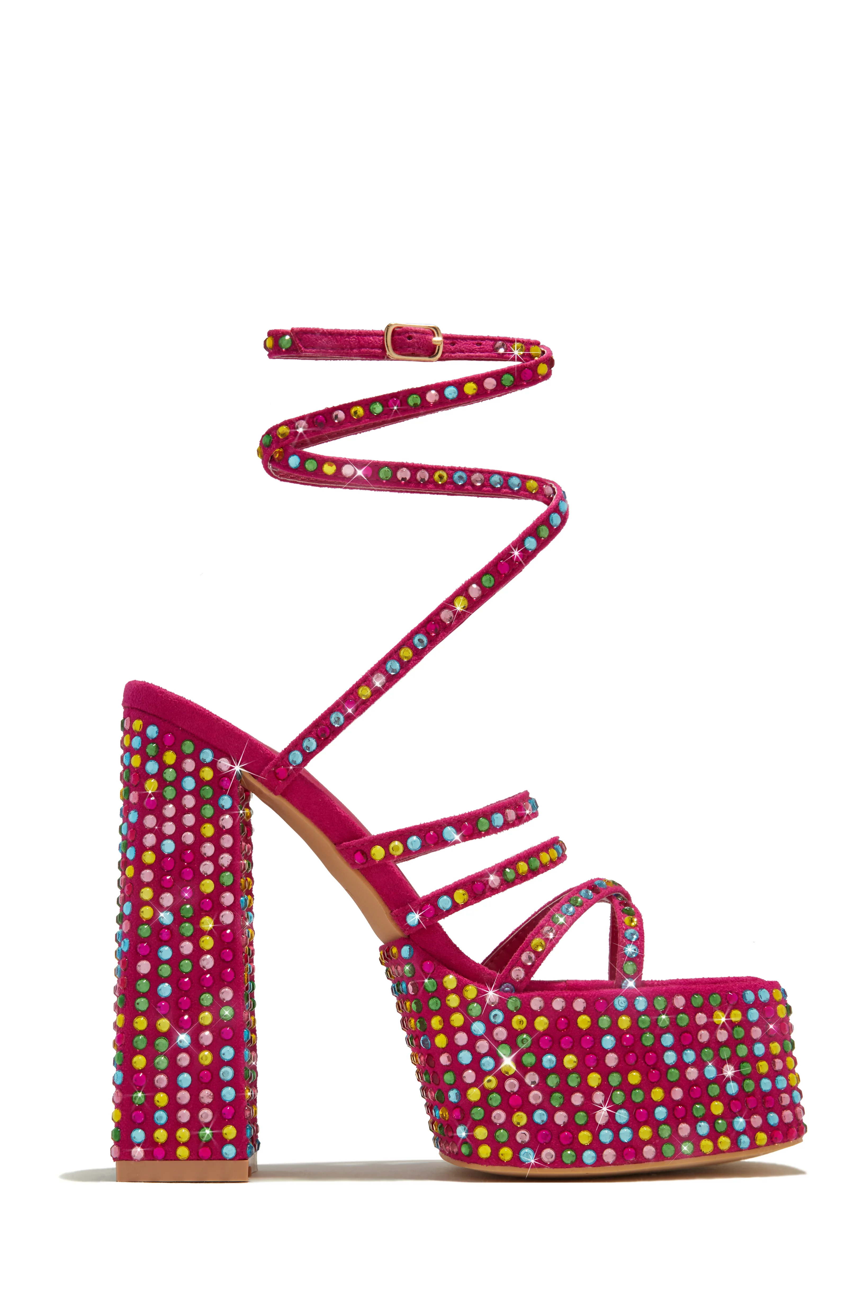 Rendezvous Embellished Platform Block Heels - Pink - Image 2
