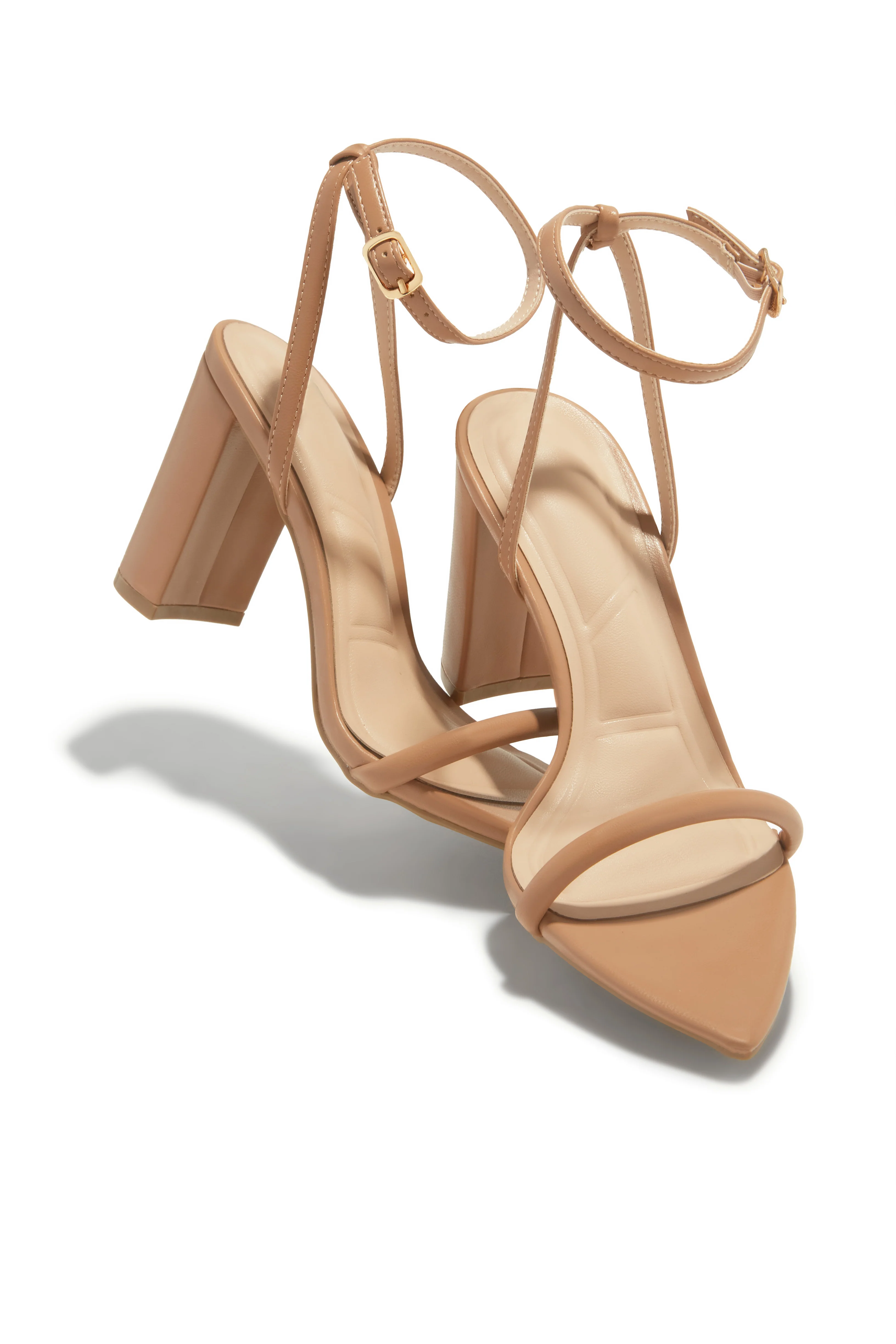 Reyna Single Sole Block Heels - Nude - Image 4