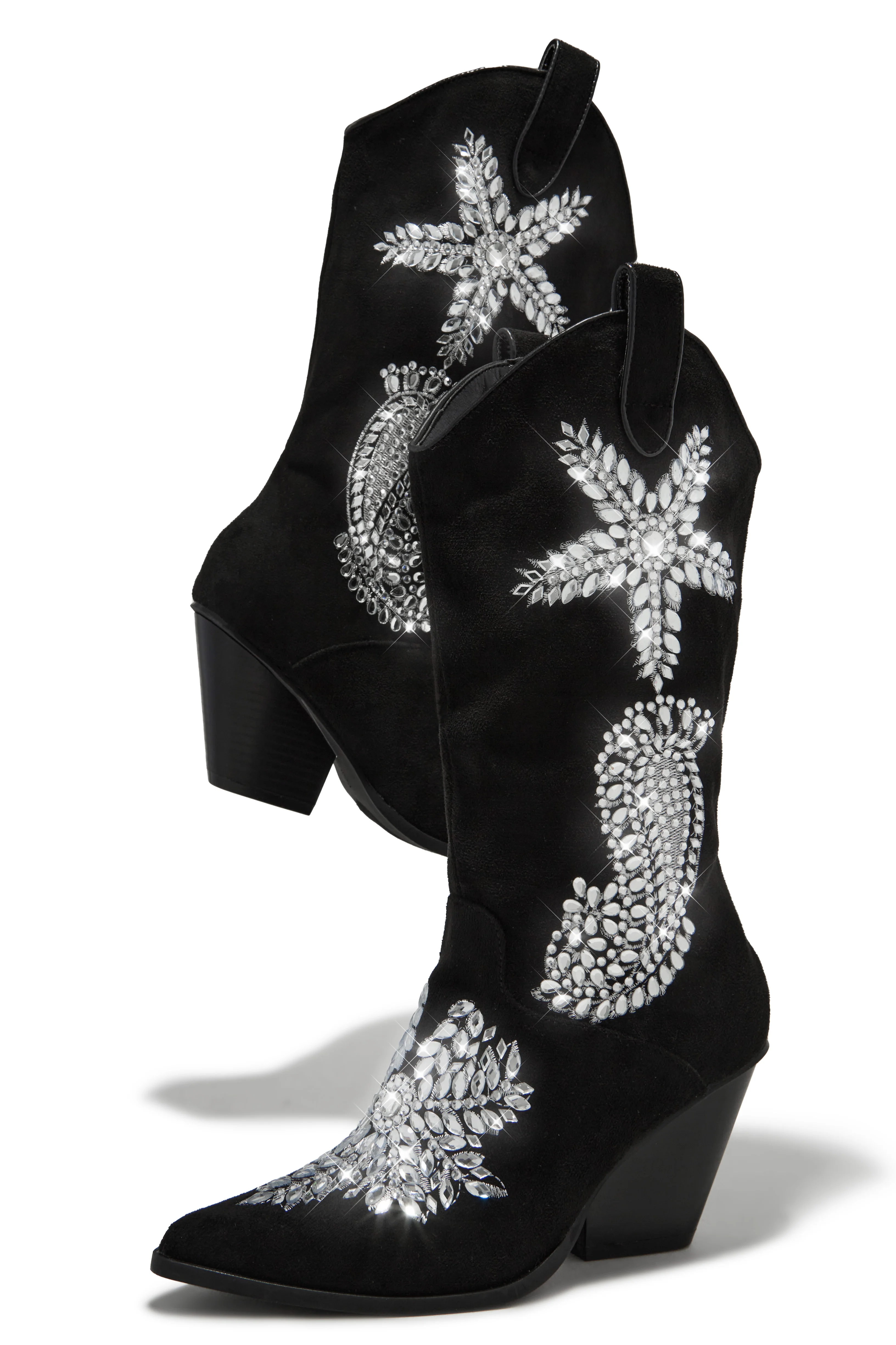 Rock The Rodeo Embellished Cowgirl Boots - Black - Image 2