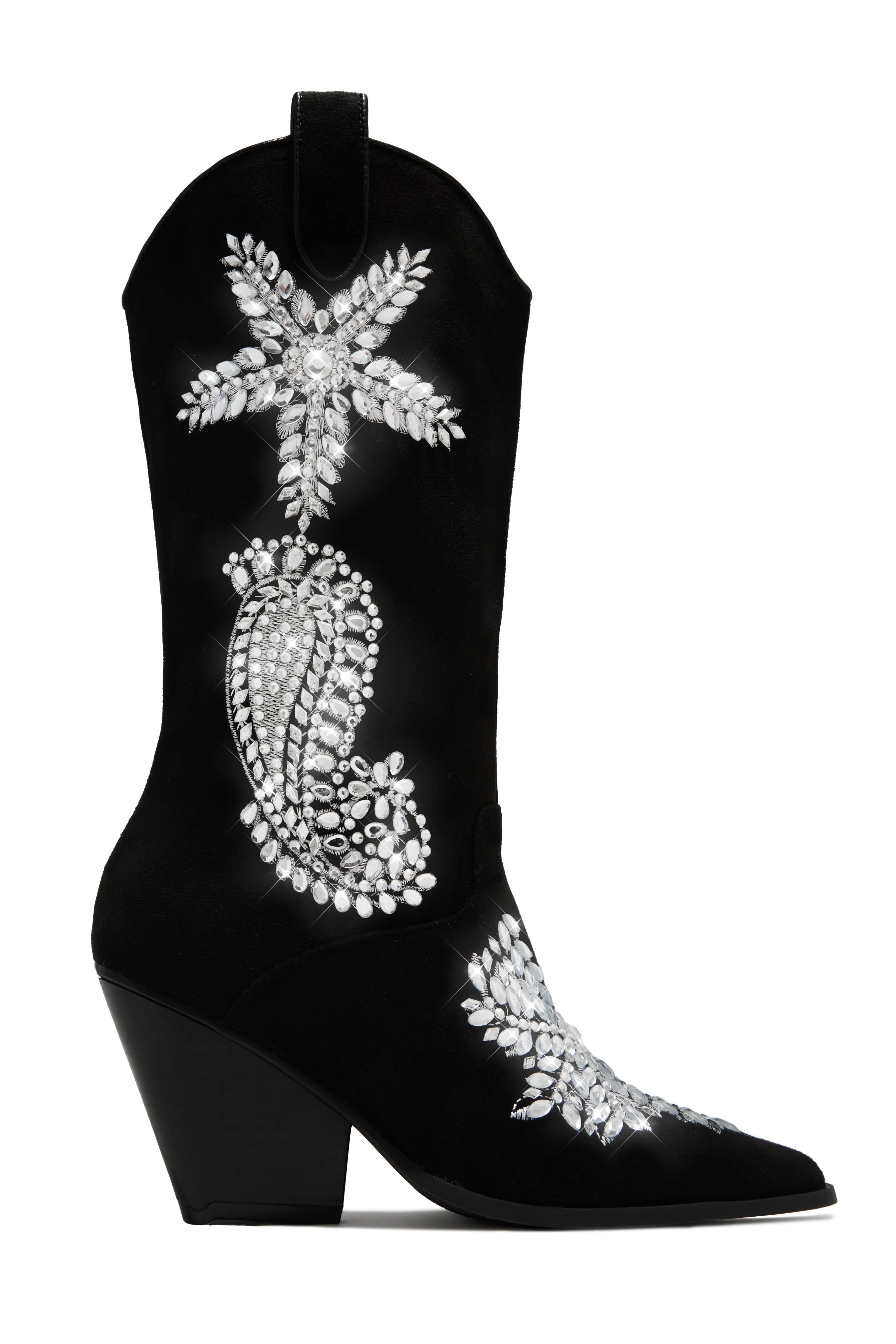 Rock The Rodeo Embellished Cowgirl Boots - Black - Image 5