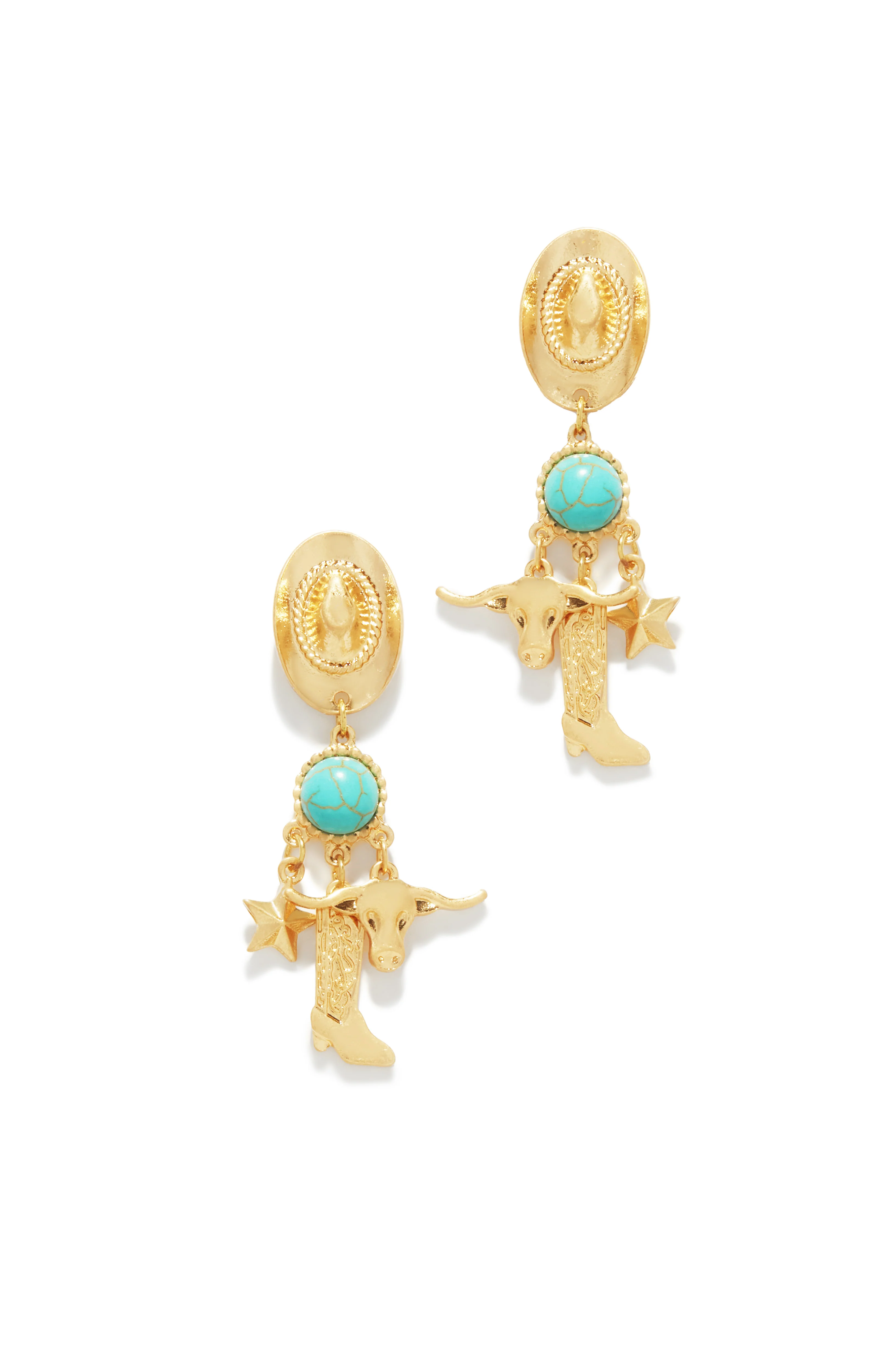 Rodeo Time Dangle Earring - Gold - Image 3