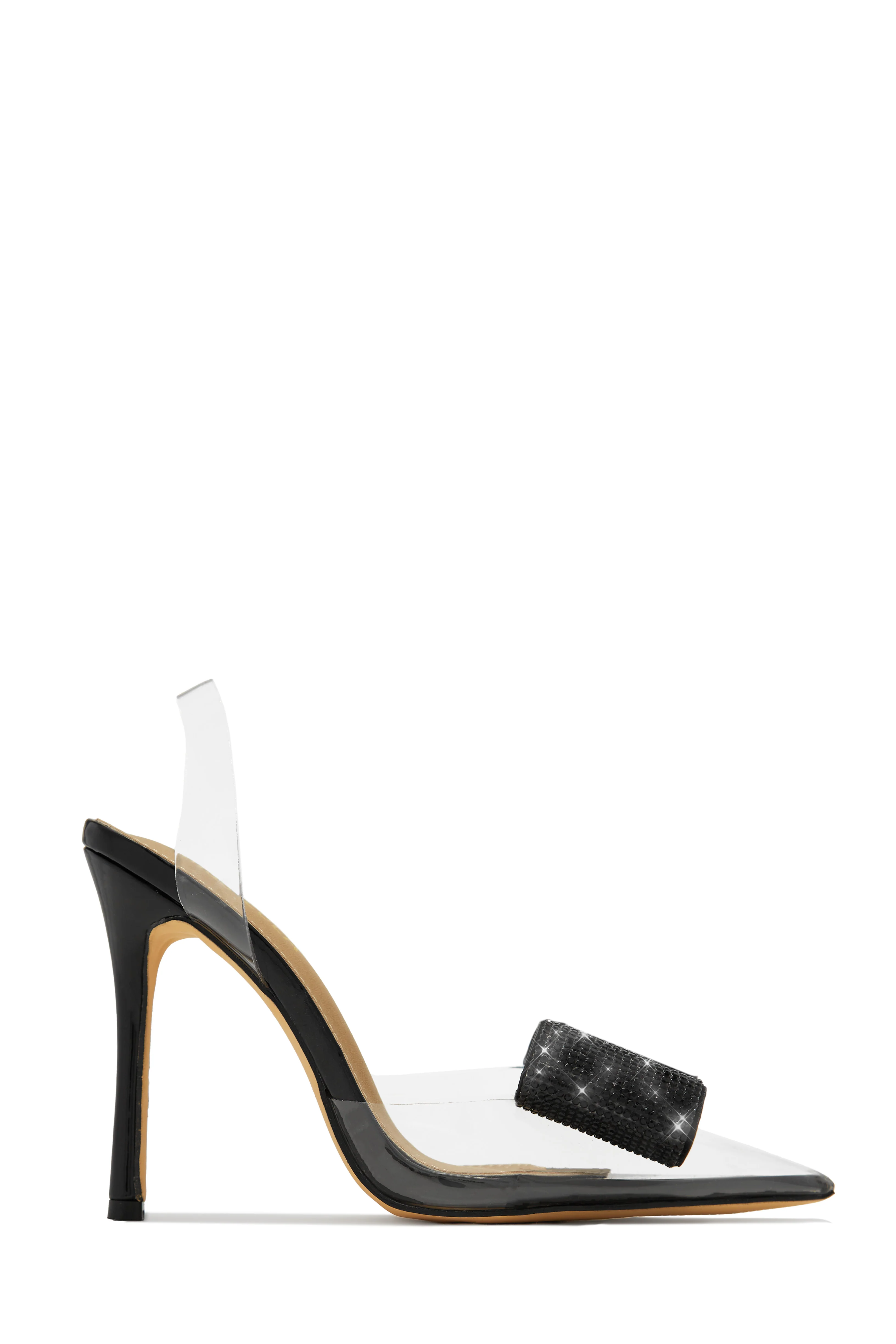 Chiara Embellished Bow Clear High Heel Pumps - Silver - Image 7