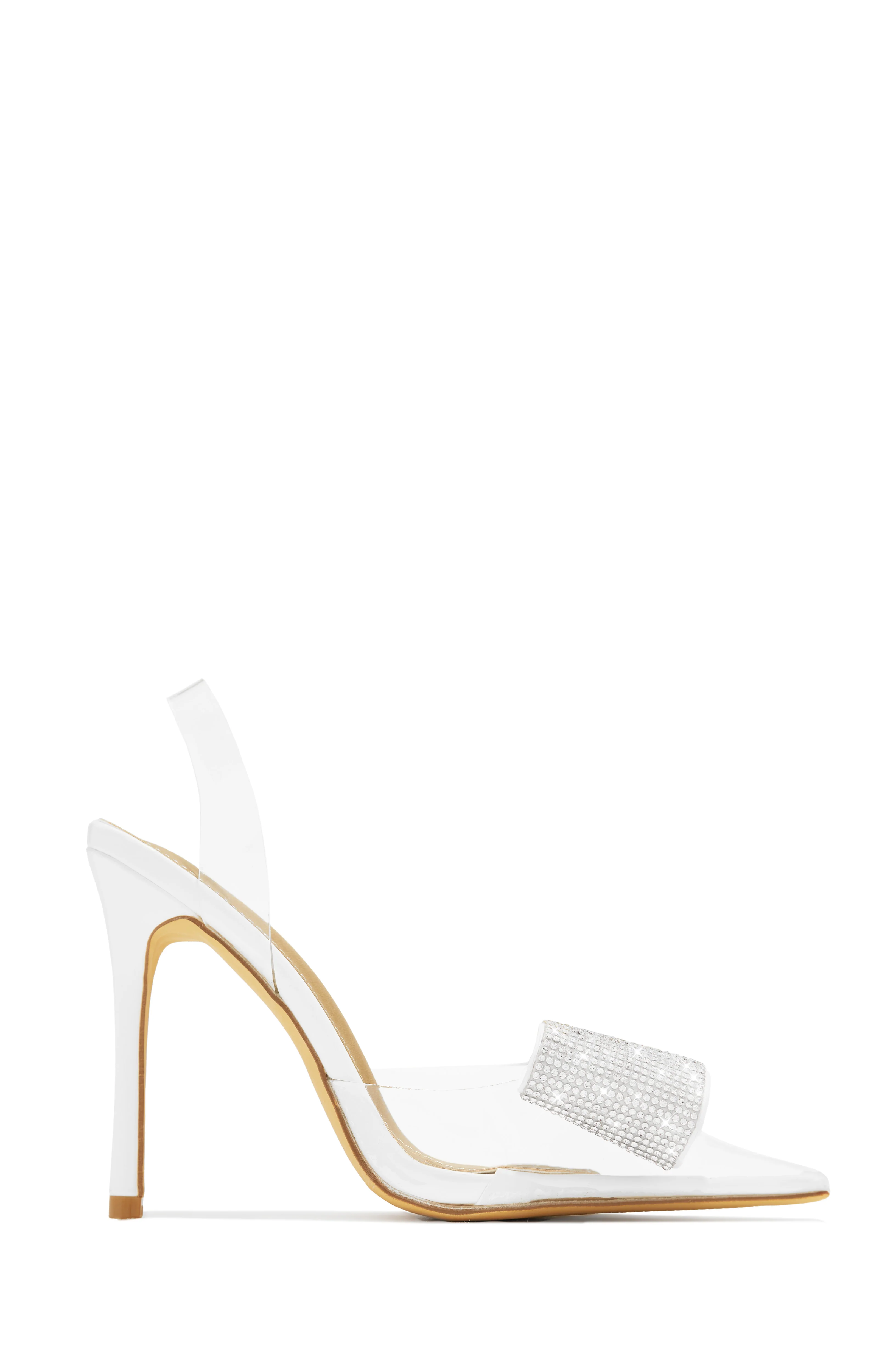 Chiara Embellished Bow Clear High Heel Pumps - White - Image 5