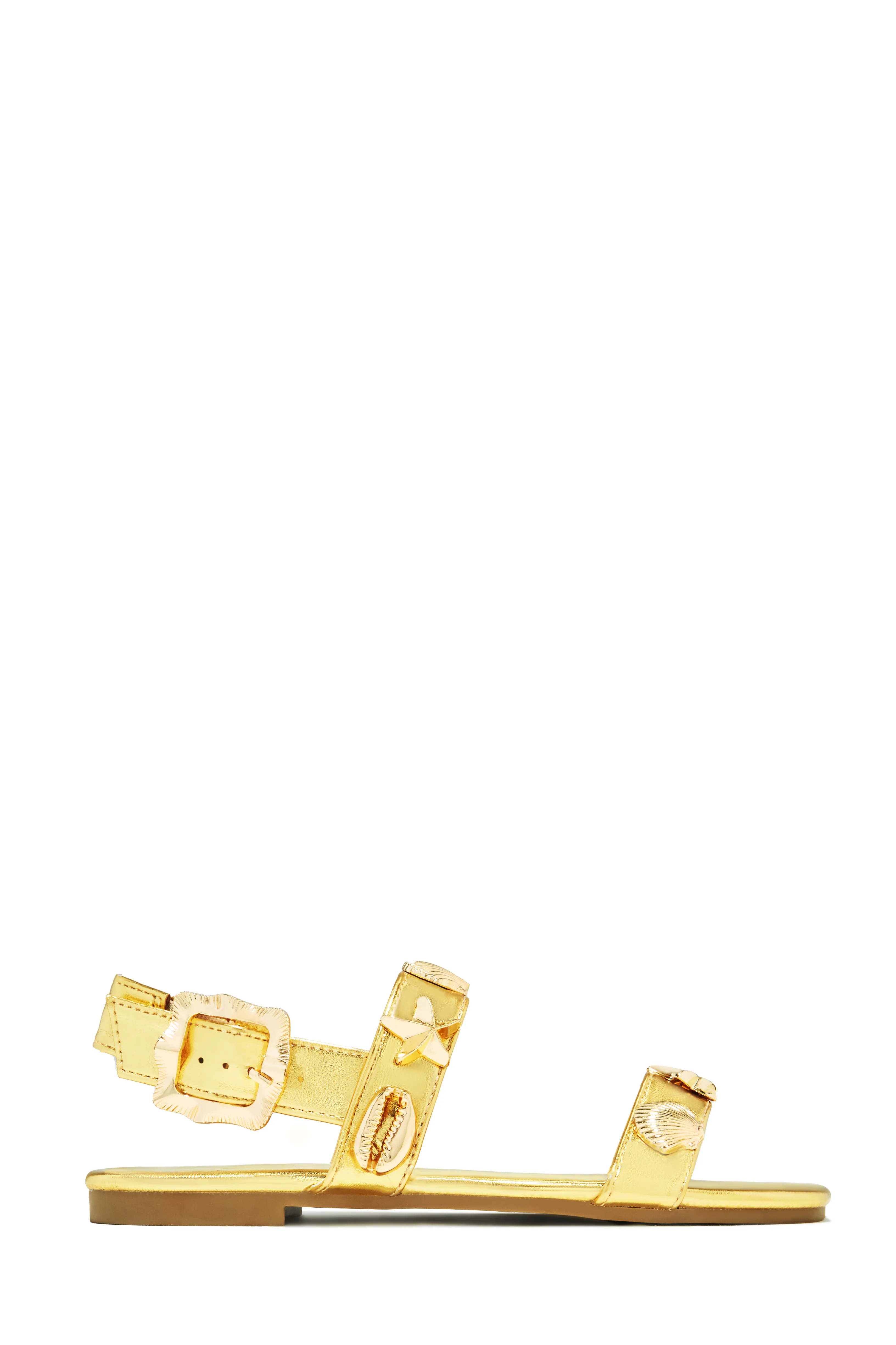 Sea Shore Flat Sandals - Gold - Image 5