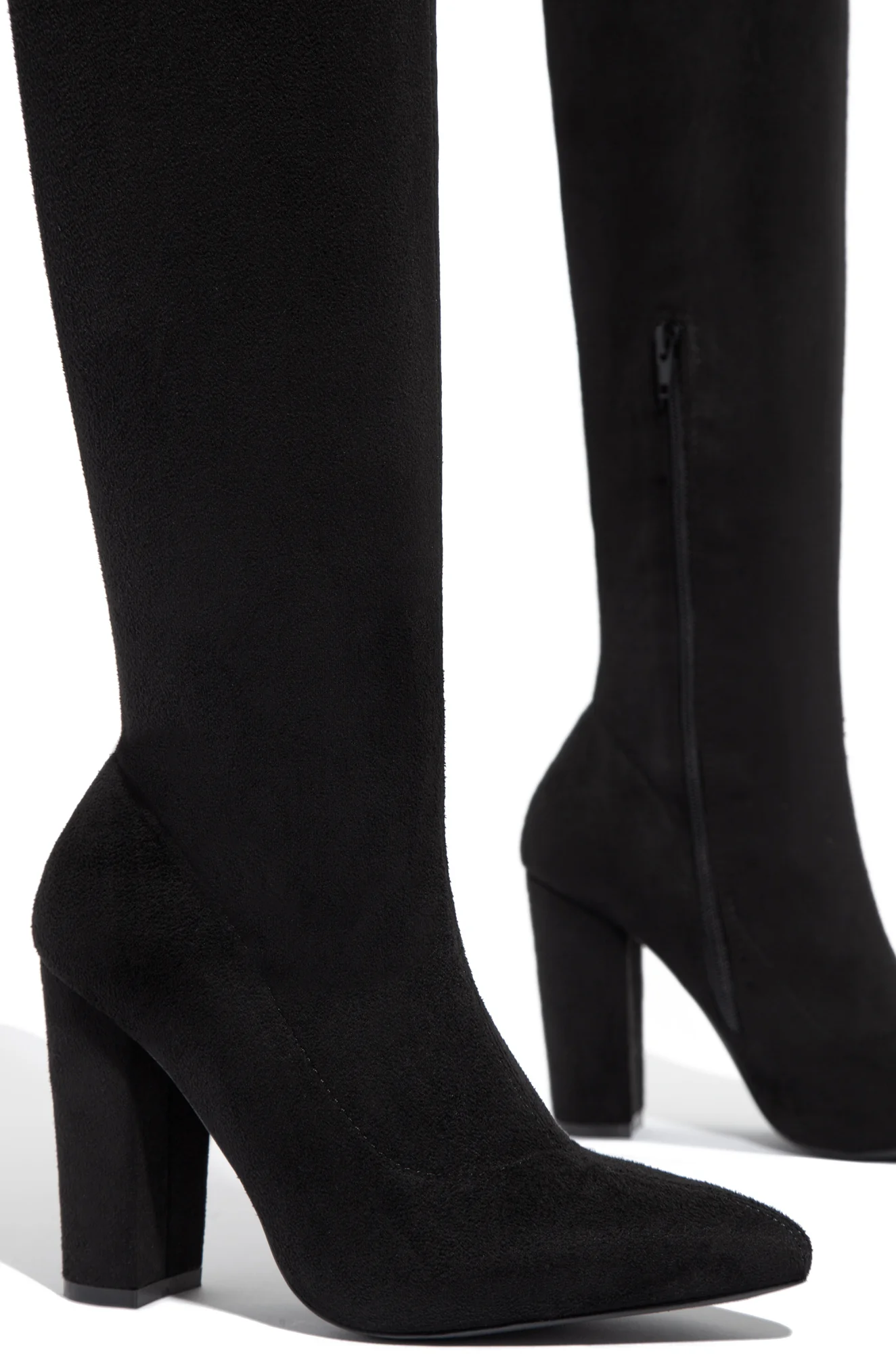 Set The Bar Over The Knee Block High Heel Boots - Black - Image 6