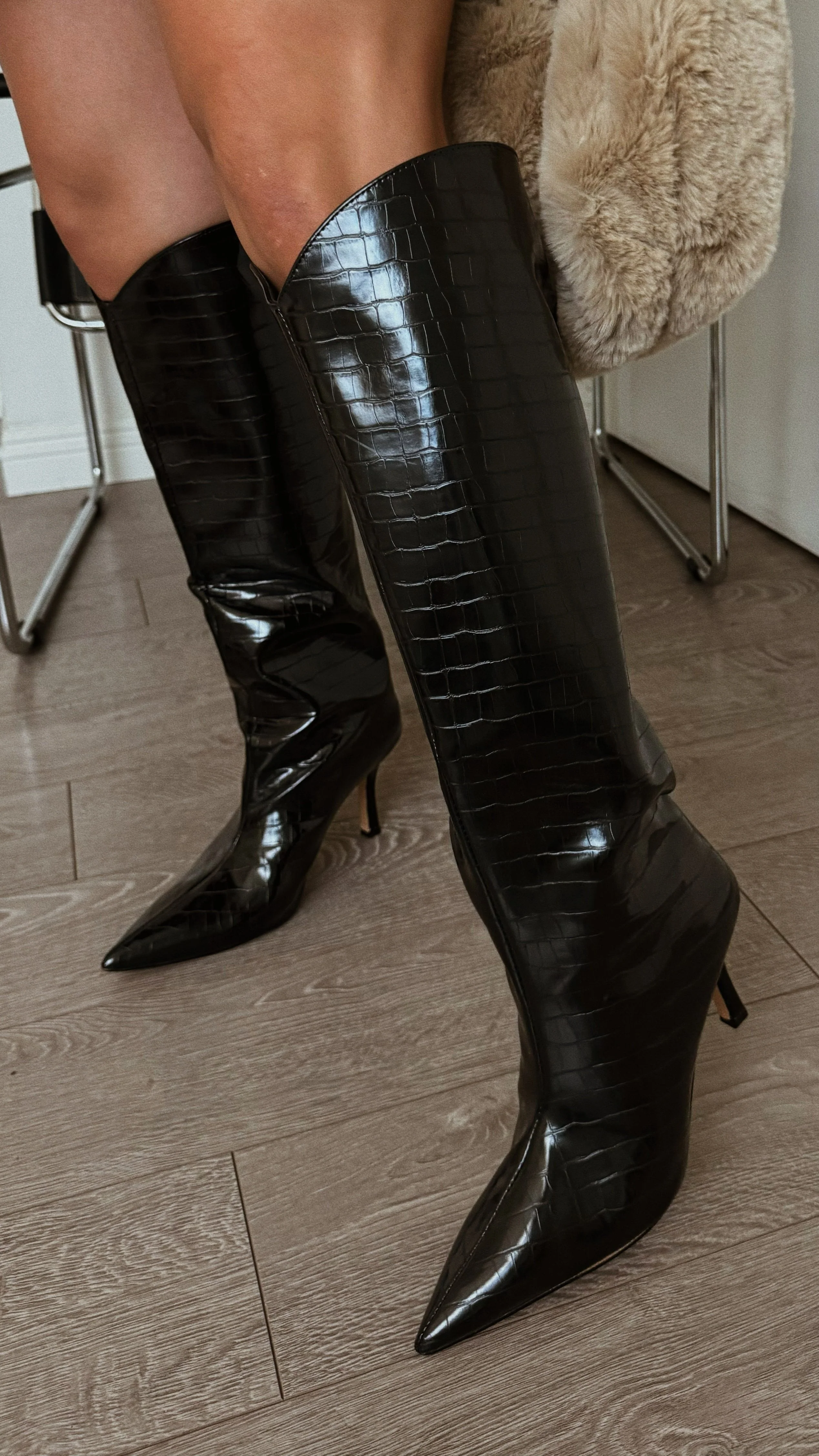 Shyla Knee High Boots - Black - Image 4