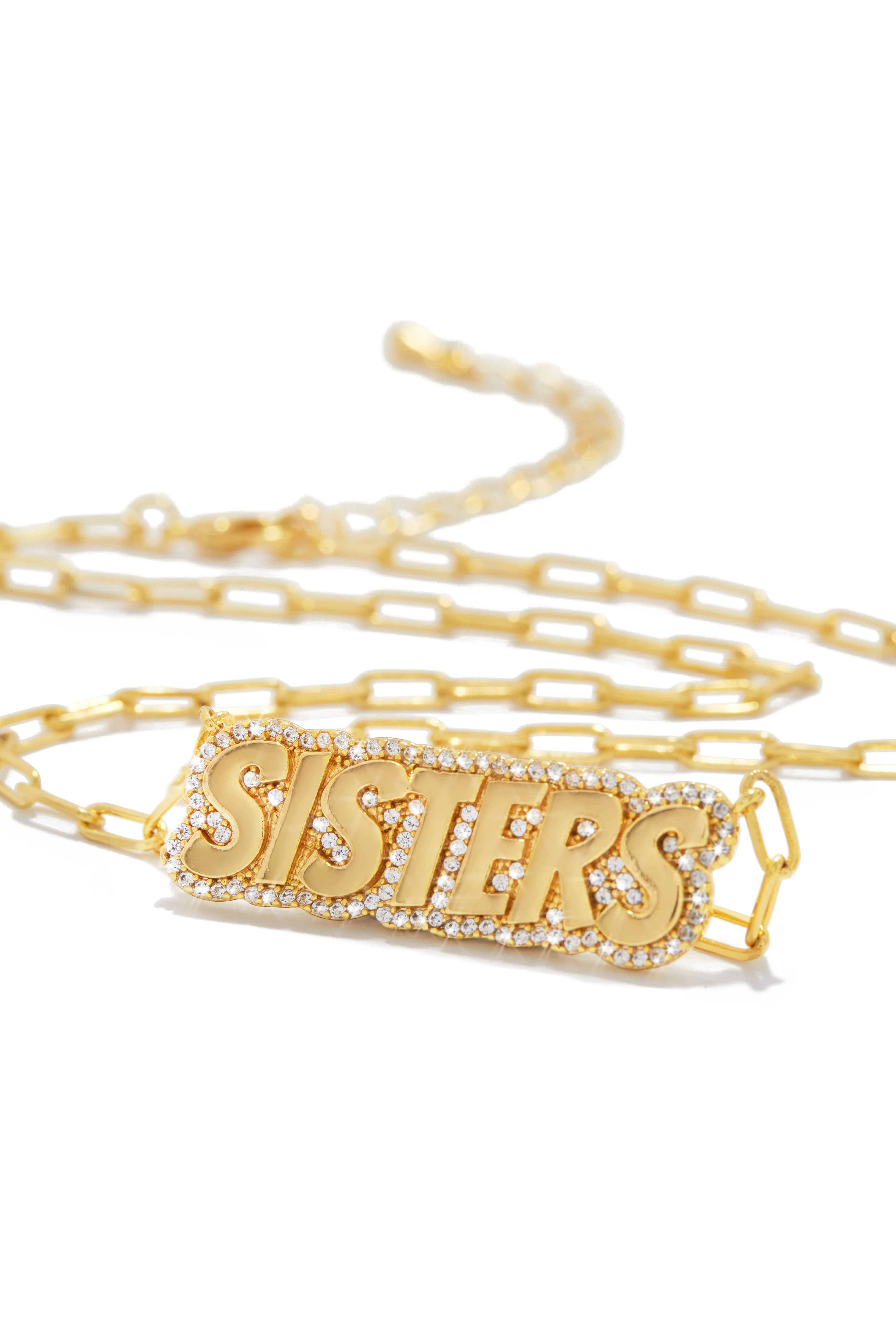 Sisters Necklace Gold Dipped Cubic Zirconia Necklace - Gold - Image 5