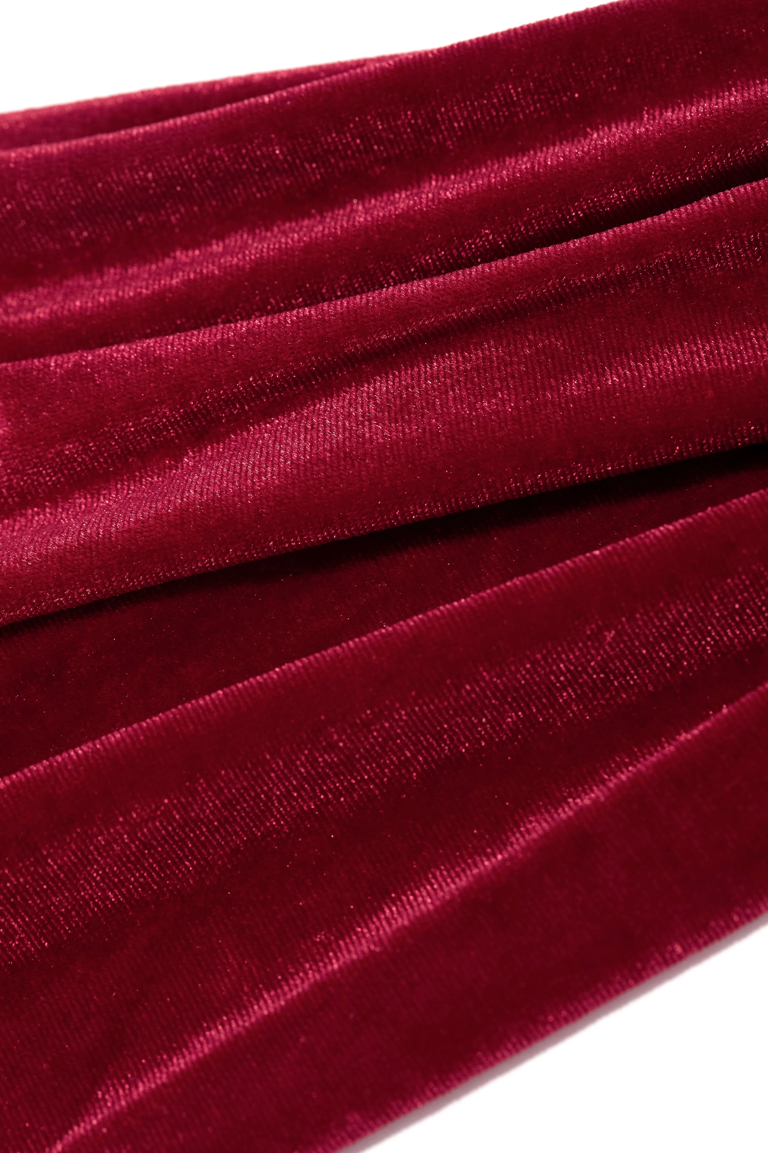 So Tempting Faux Velvet Gloves - Red - Image 4