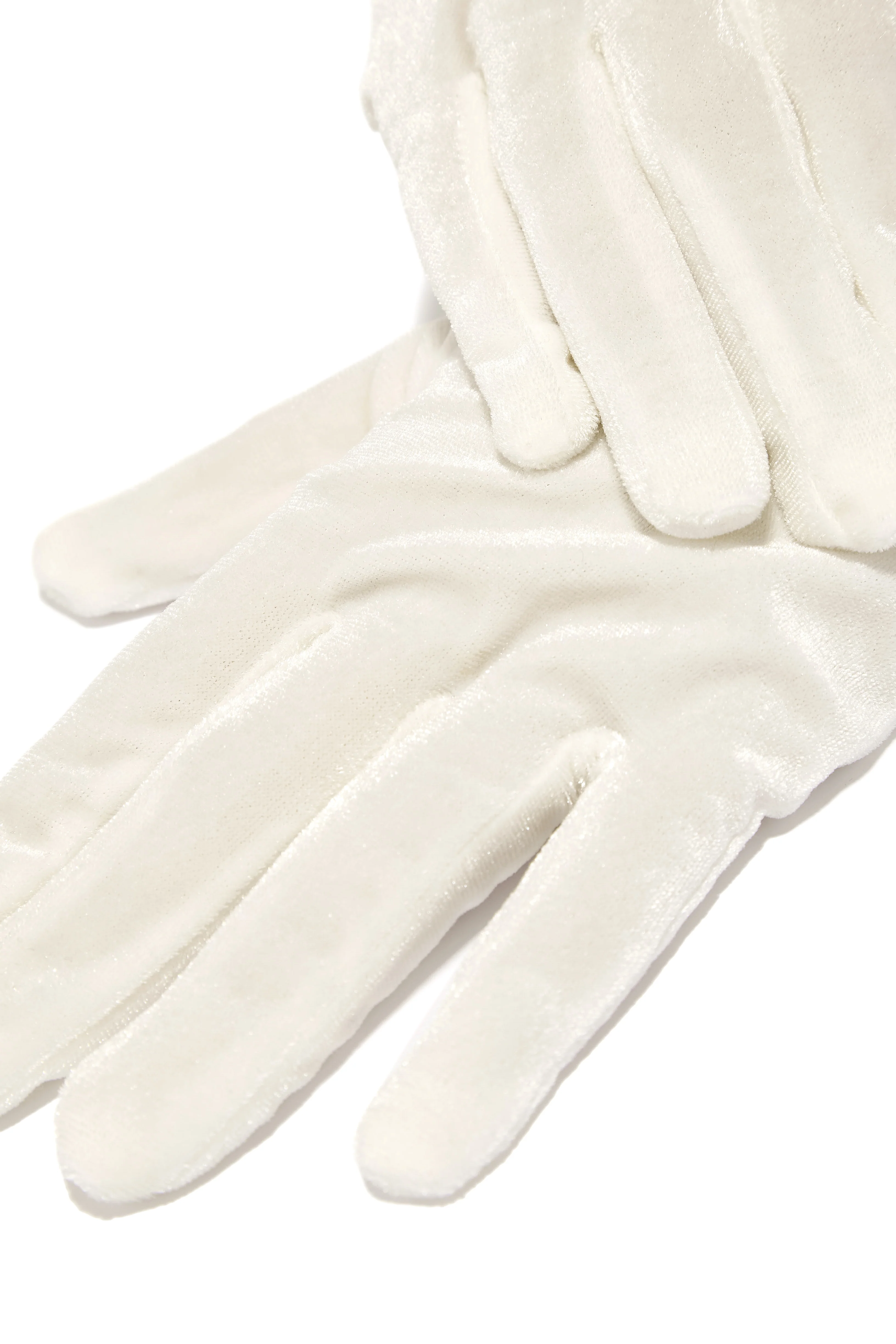 So Tempting Faux Velvet Gloves - White - Image 3