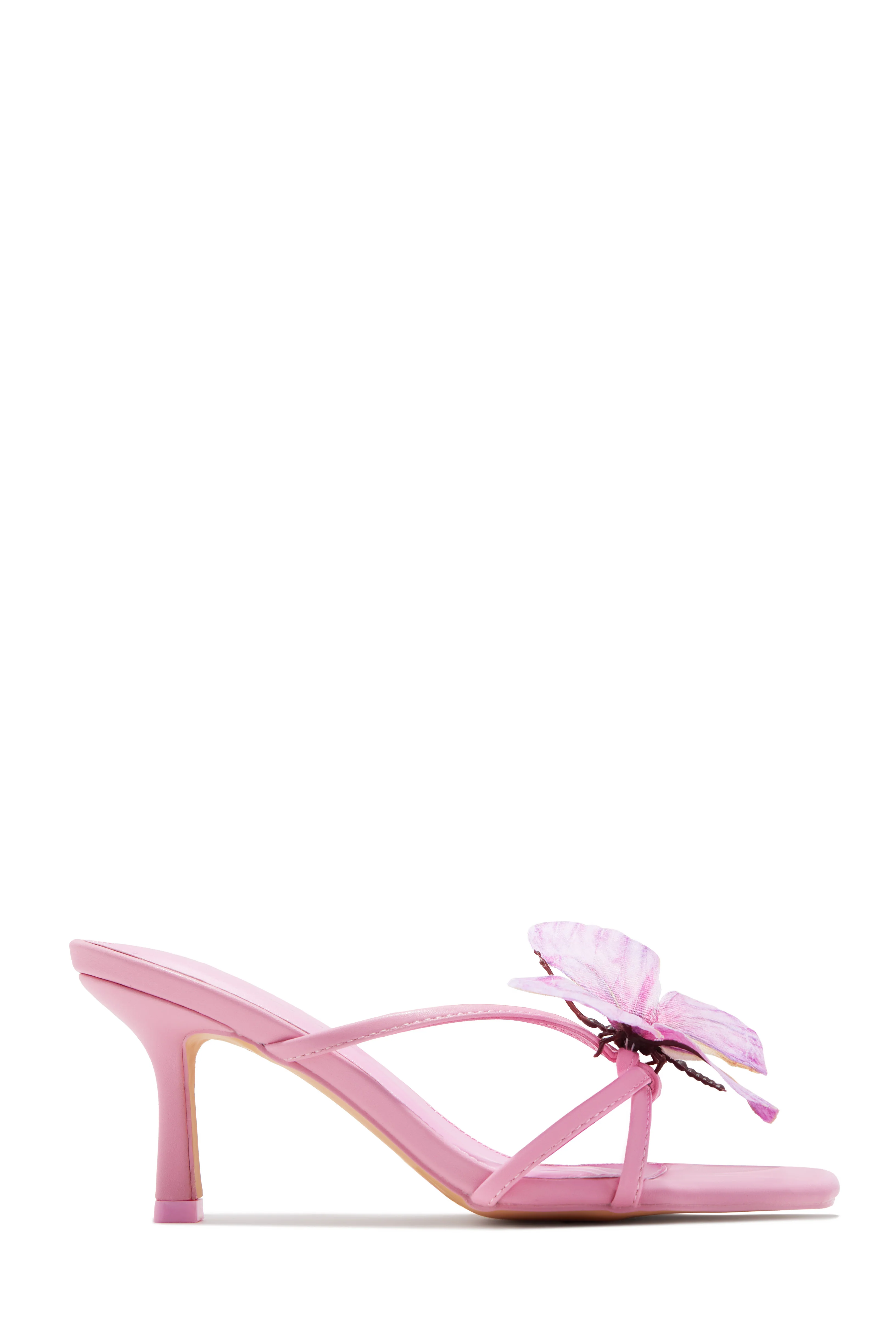 Social Butterfly Mid Heel Mules - Pink - Image 6