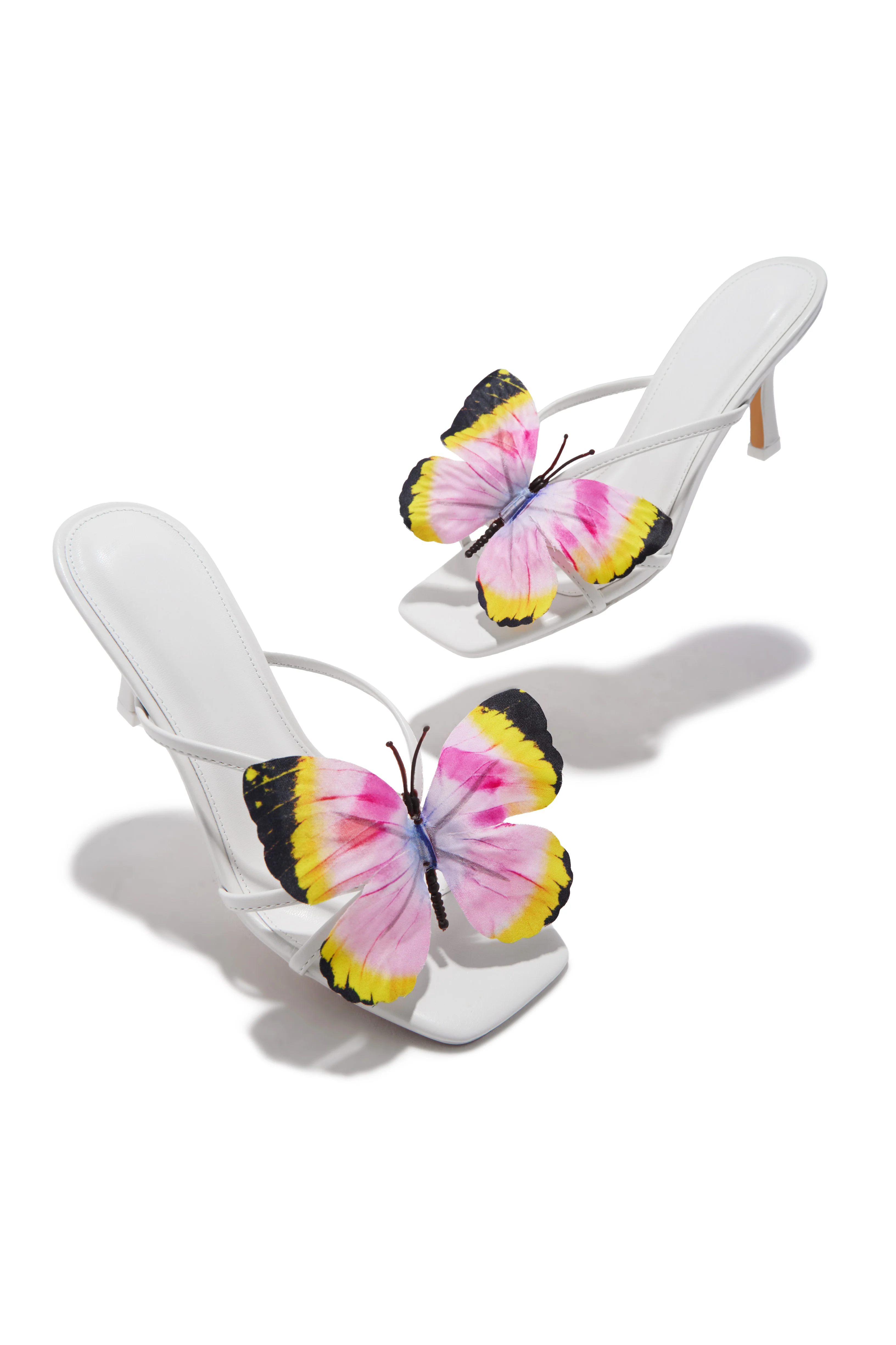 Social Butterfly Mid Heel Mules - White - Image 4