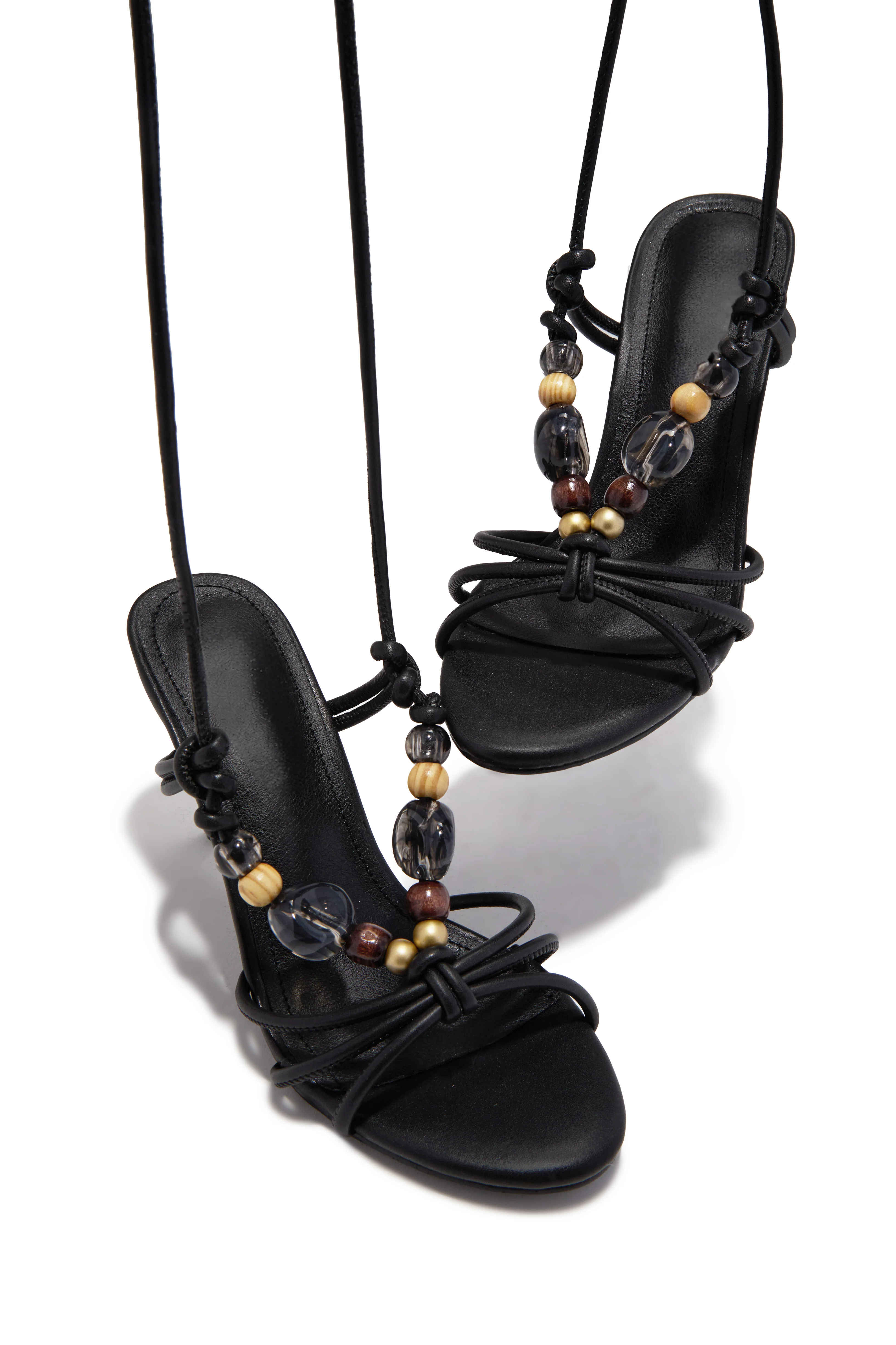 Solano Lace Up Mid Heels - Black - Image 3