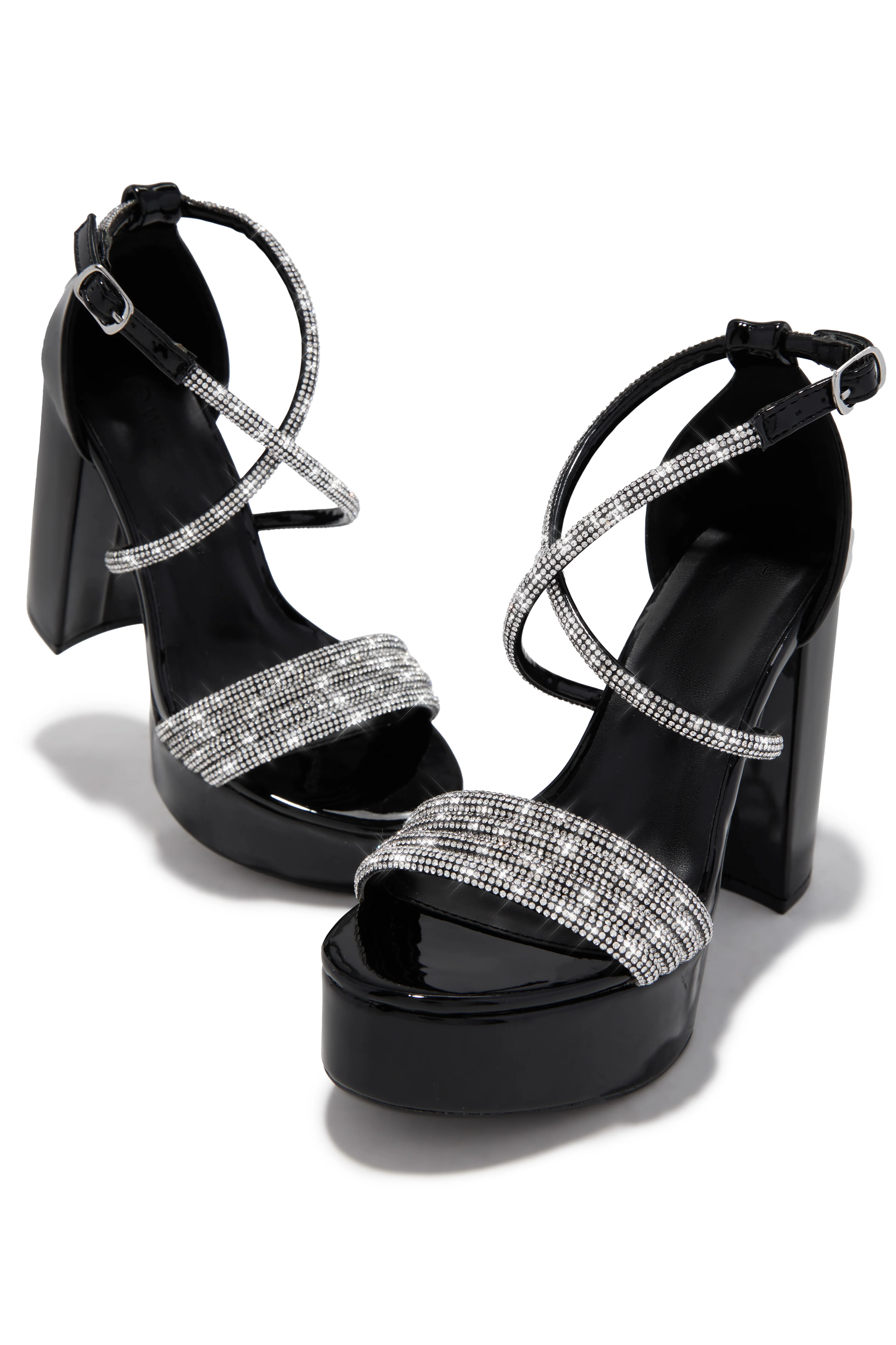 Special Nights Embellished Platform Block Heels - Black - Image 2