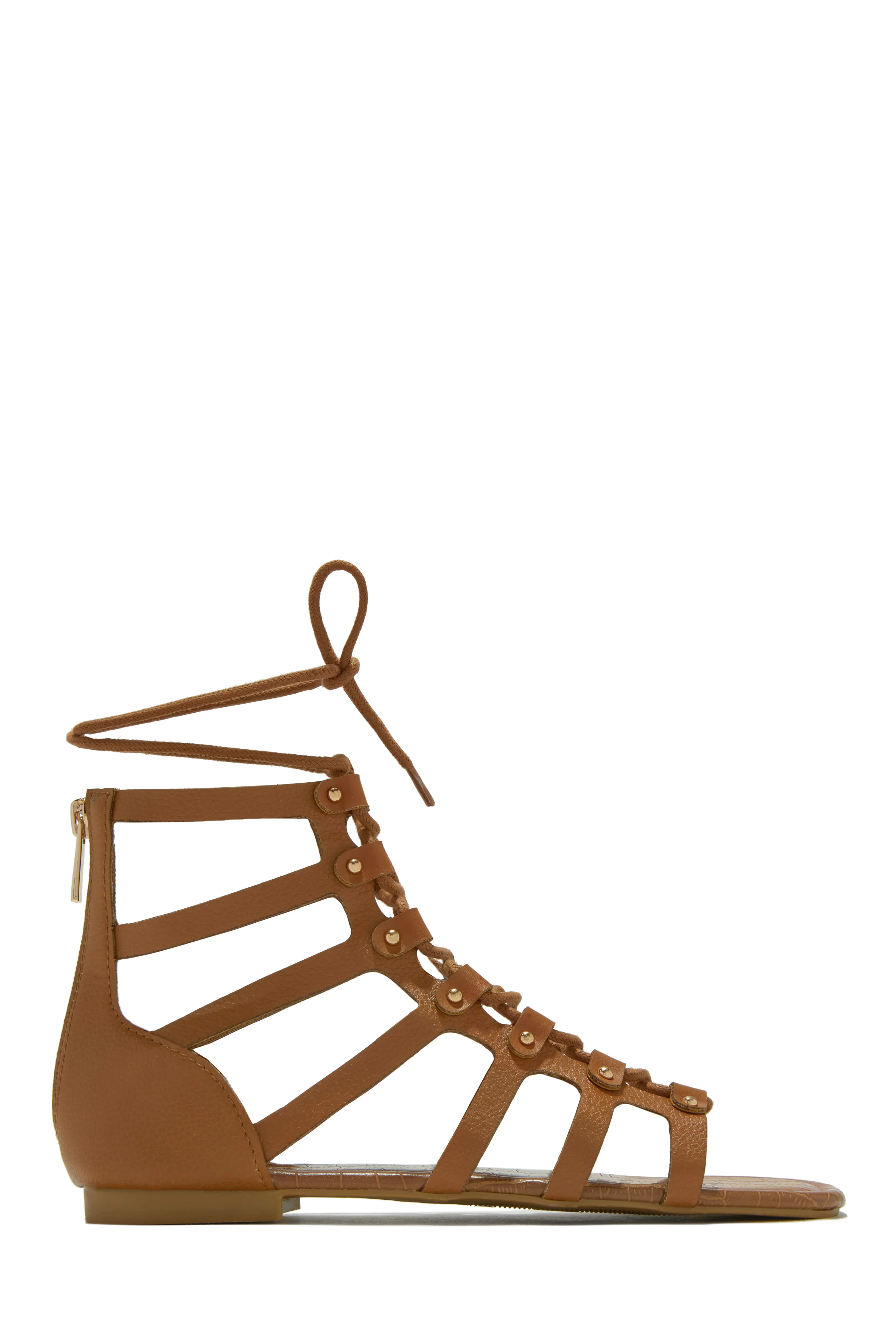 Summer Getaway Lace Up Gladiator Sandals - Natural - Image 8
