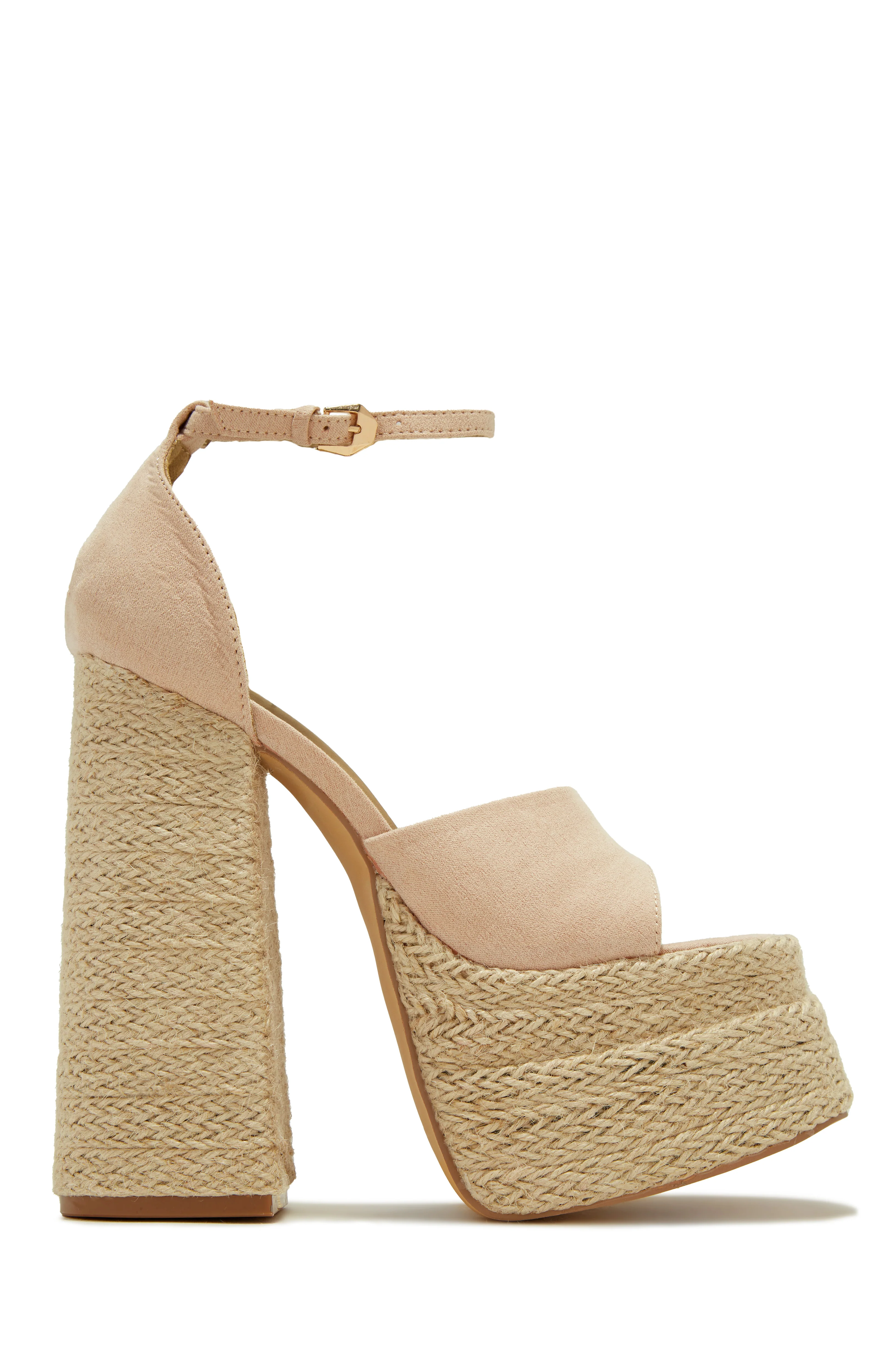 Sunset Margaritas Espadrille Platform Block High Heels - Nude - Image 6