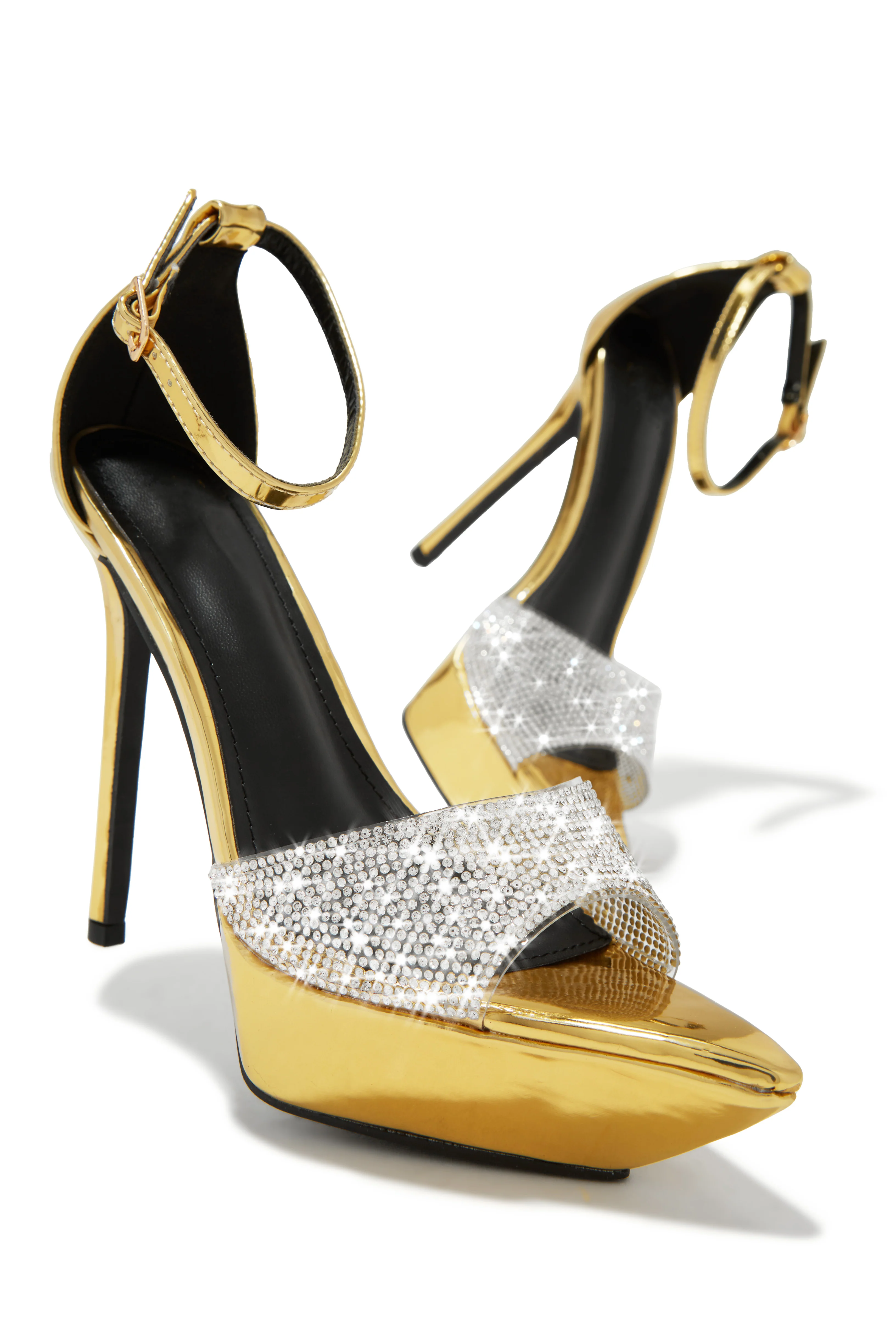 Sweet Fatale Embellished Platform Heels - Gold - Image 2
