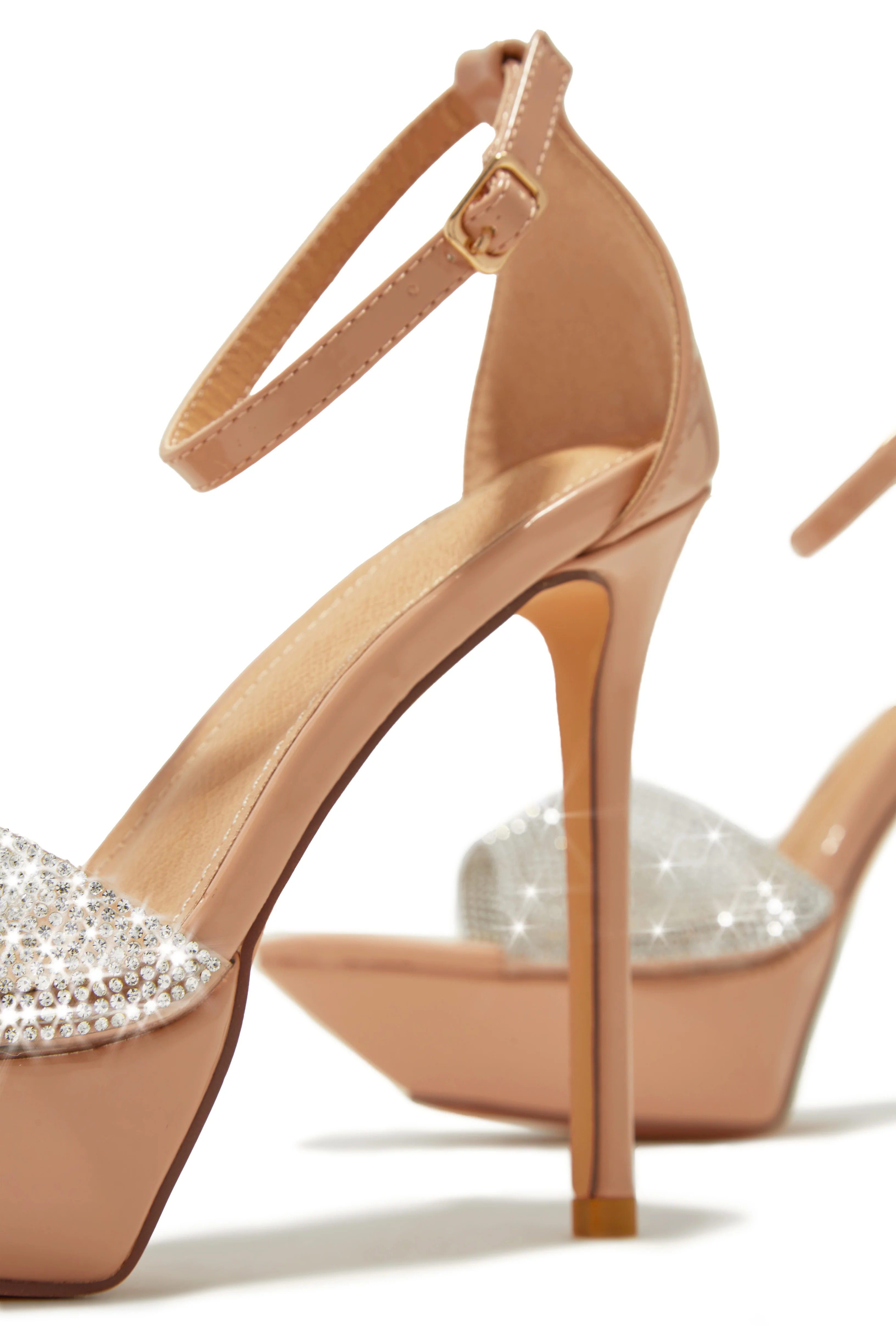 Sweet Fatale Embellished Platform Heels - Nude - Image 3