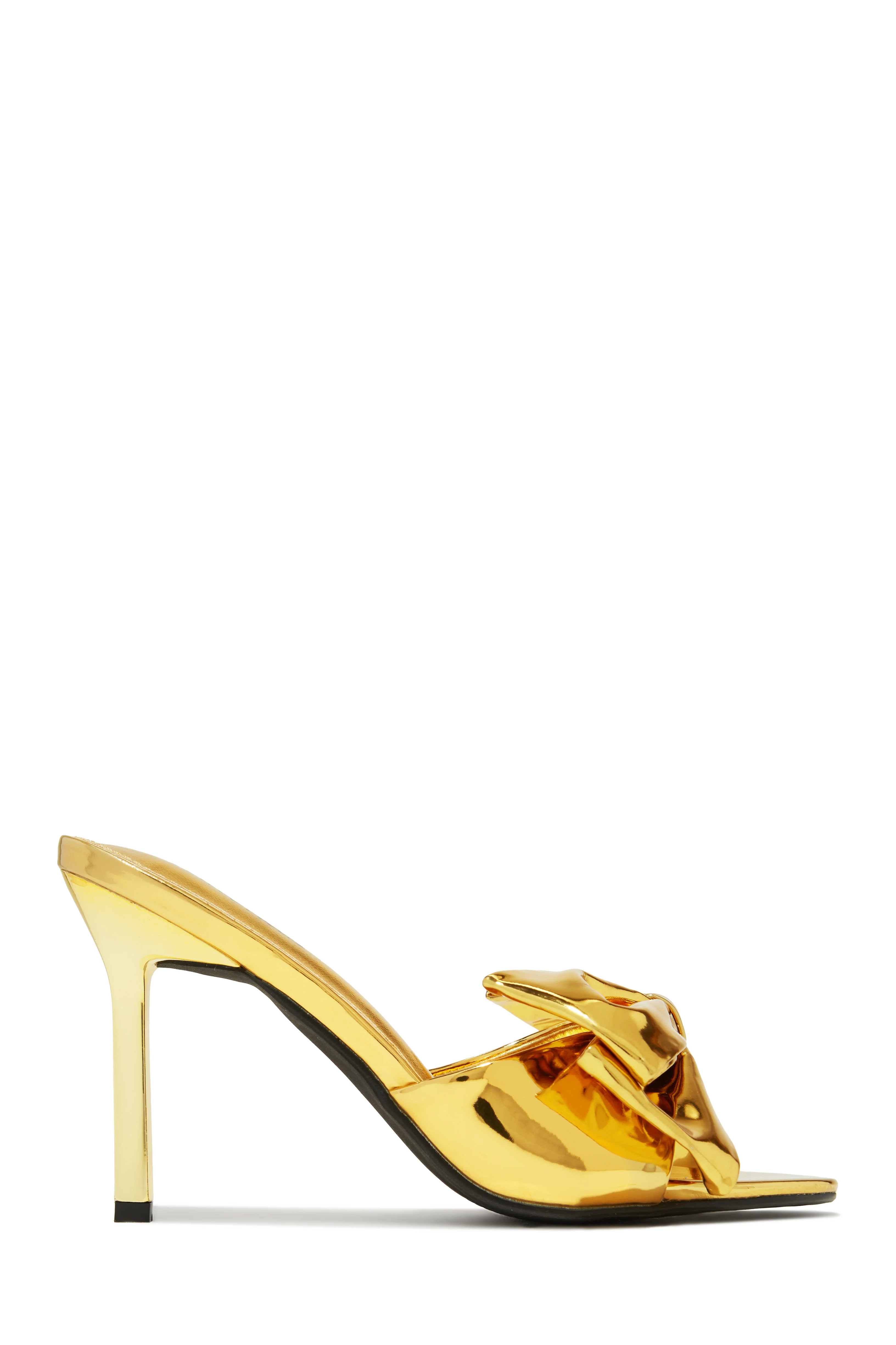 Talkin' Flirty Metallic Mule Heels - Gold - Image 6