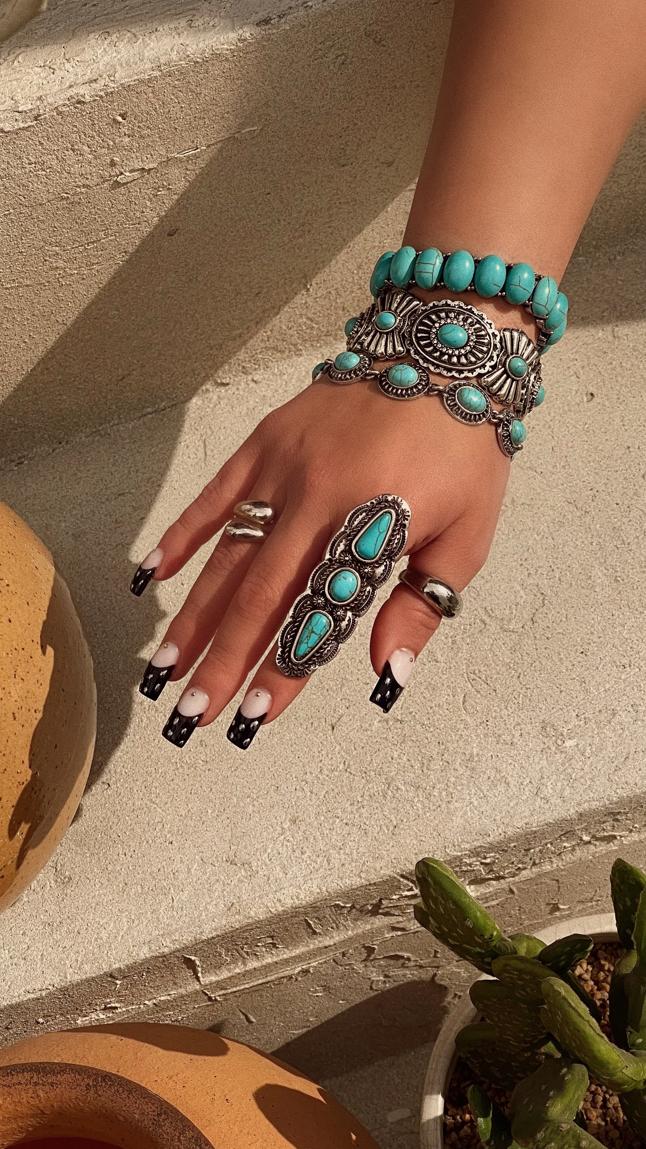Teresa Statement Ring - Silver Turquoise - Image 2