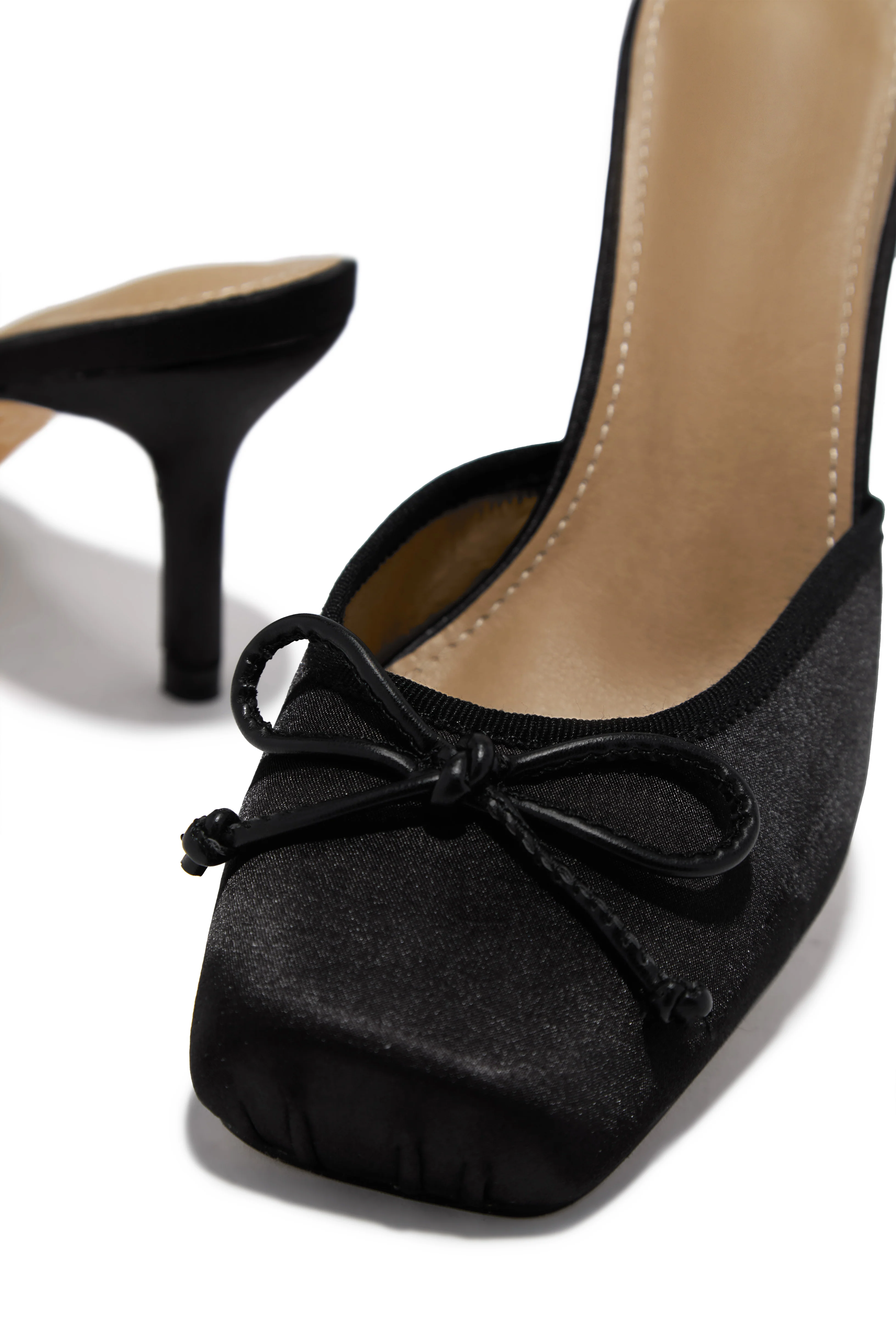 Tessa Ballet Mid Heel Mules - Black - Image 2