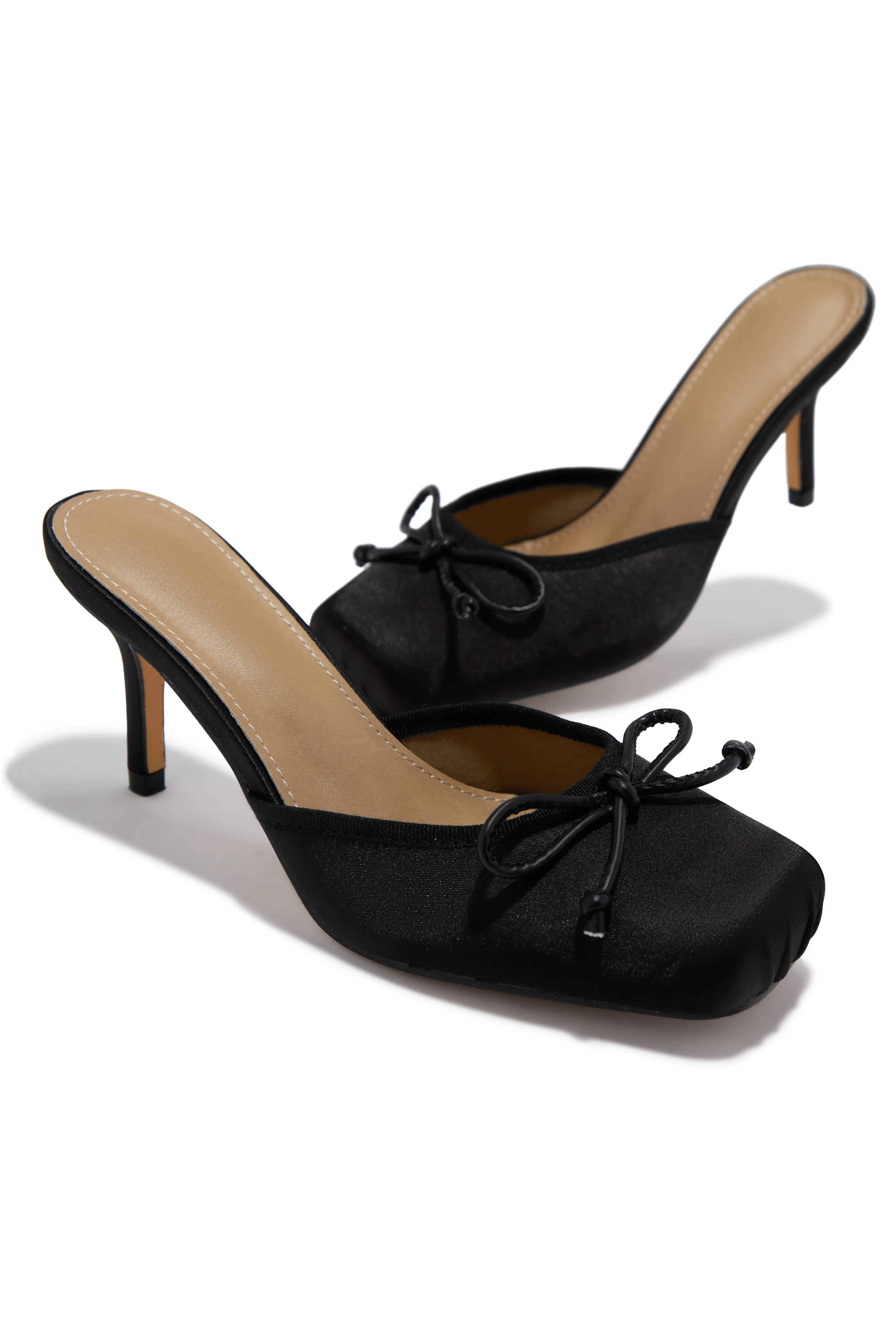 Tessa Ballet Mid Heel Mules - Black - Image 3