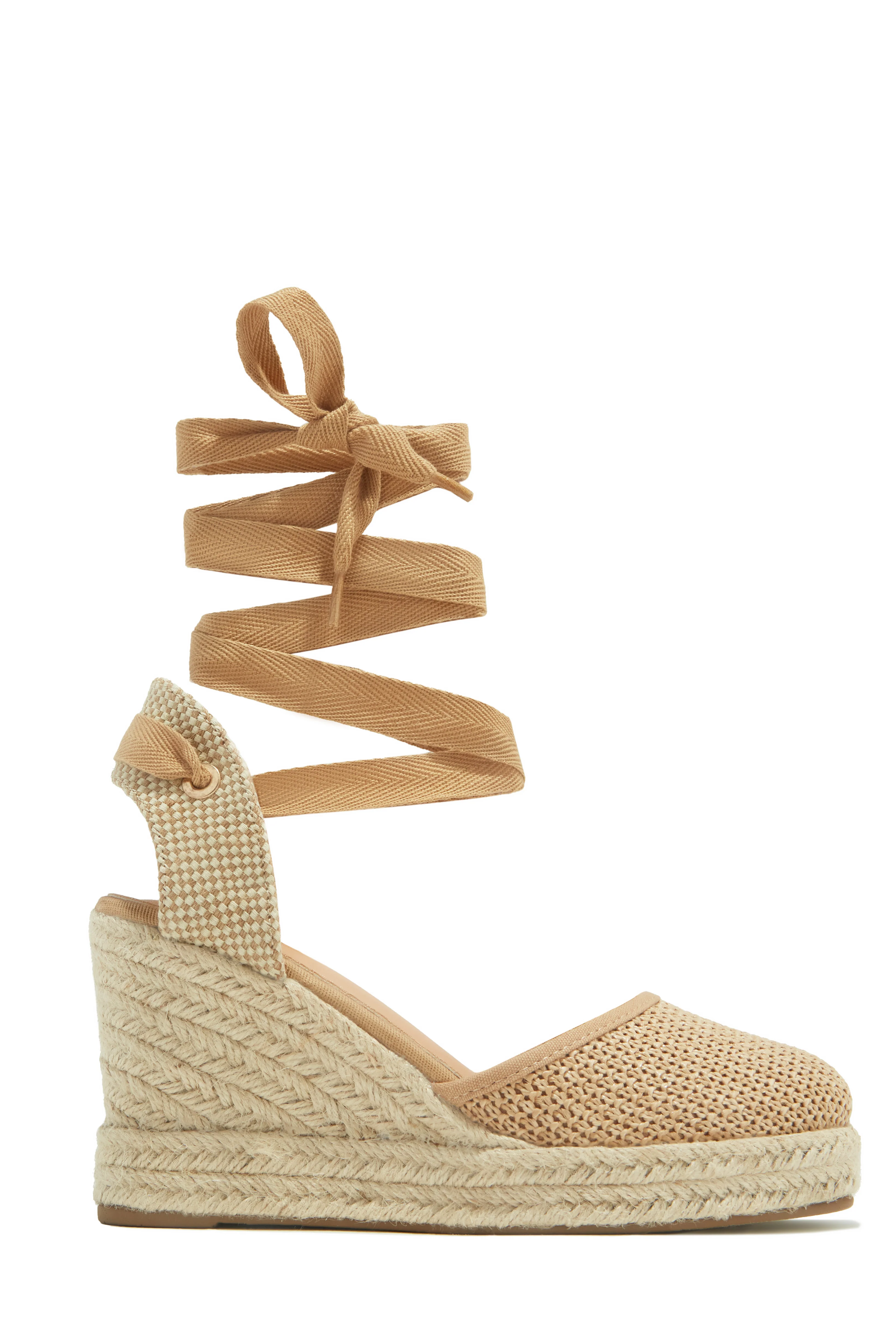 Tropical Vacay Lace Up Platform Espadrille Wedges - Natural - Image 5