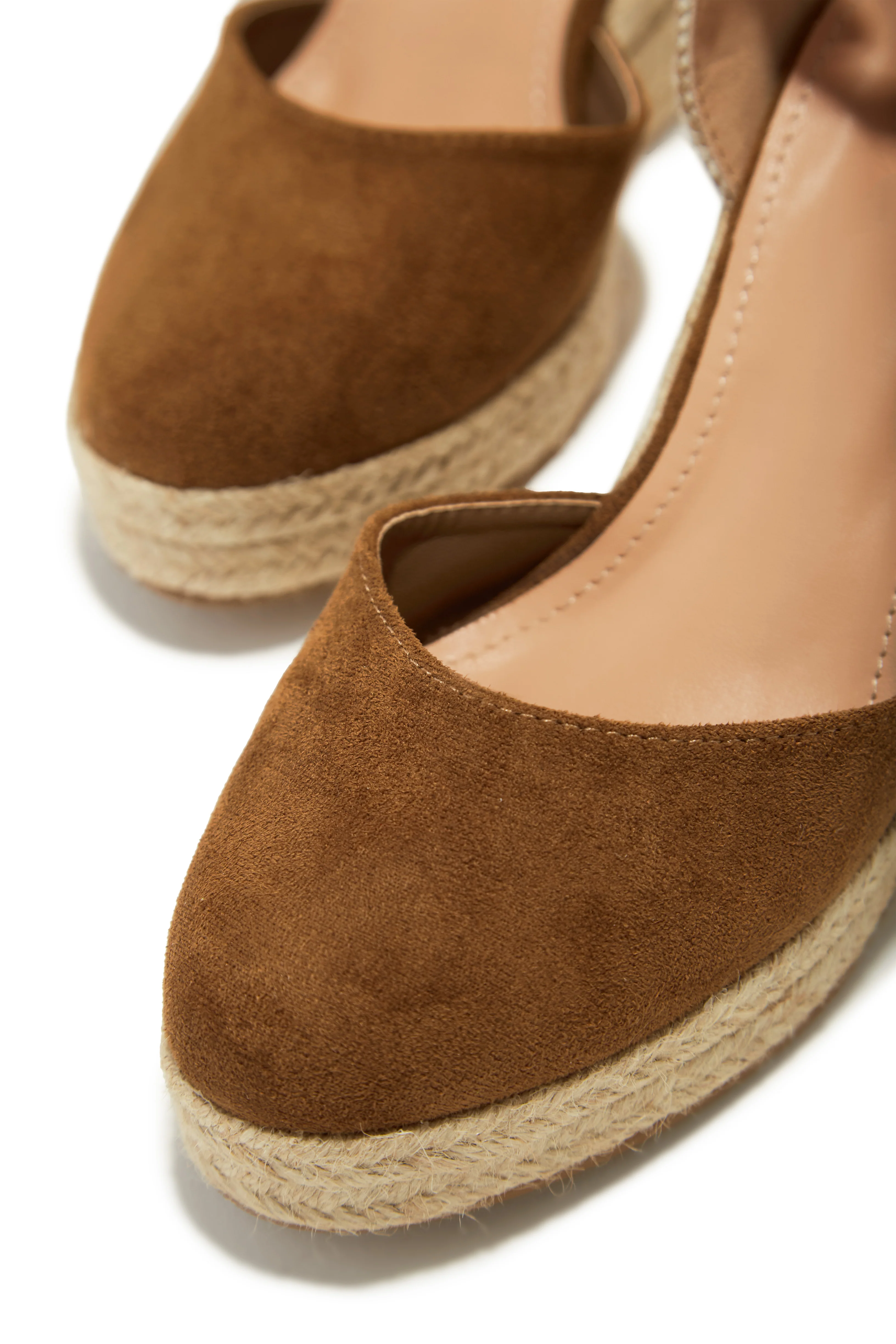 Tropical Vacay Lace Up Platform Espadrille Wedges - Tan - Image 6