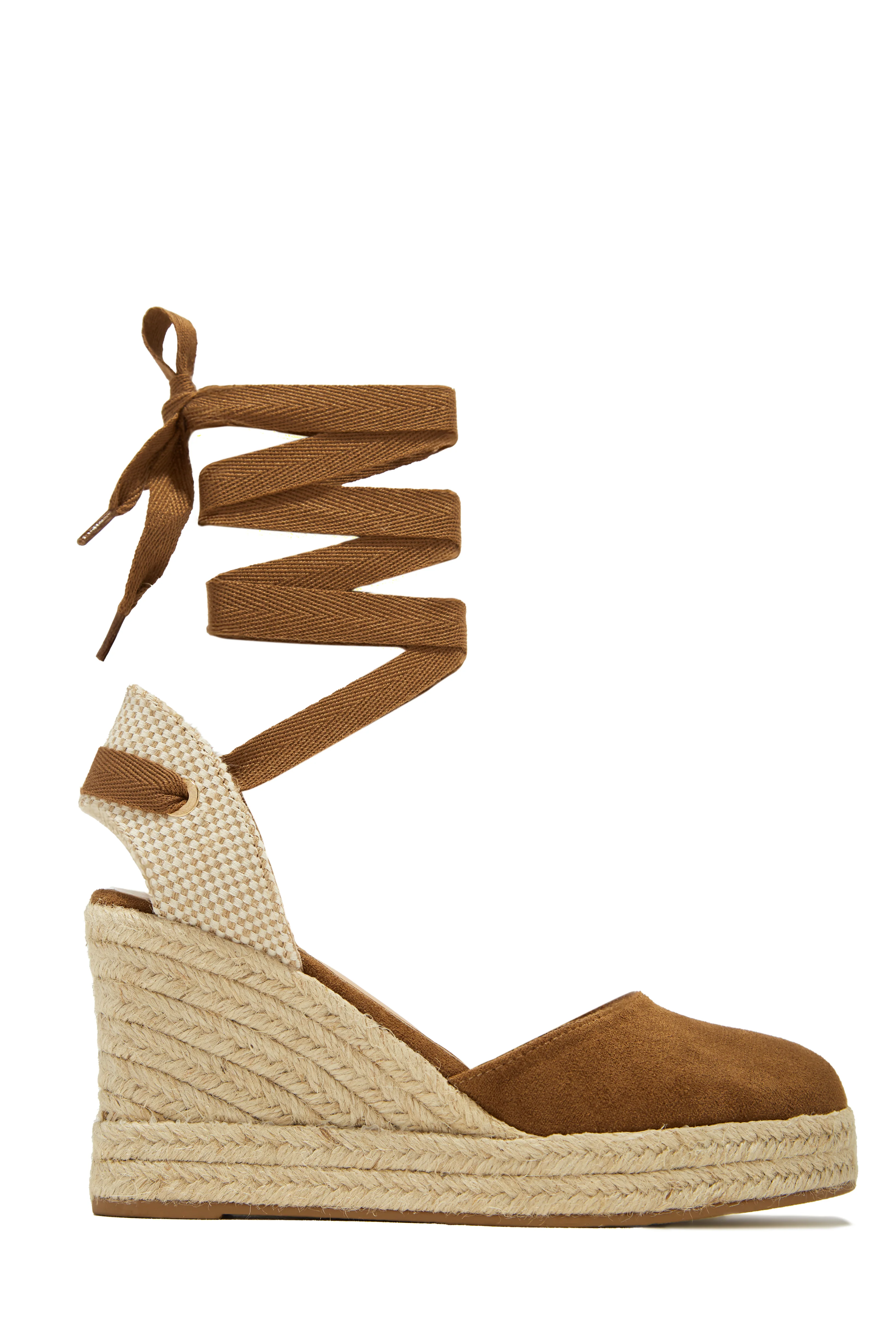 Tropical Vacay Lace Up Platform Espadrille Wedges - Tan - Image 8