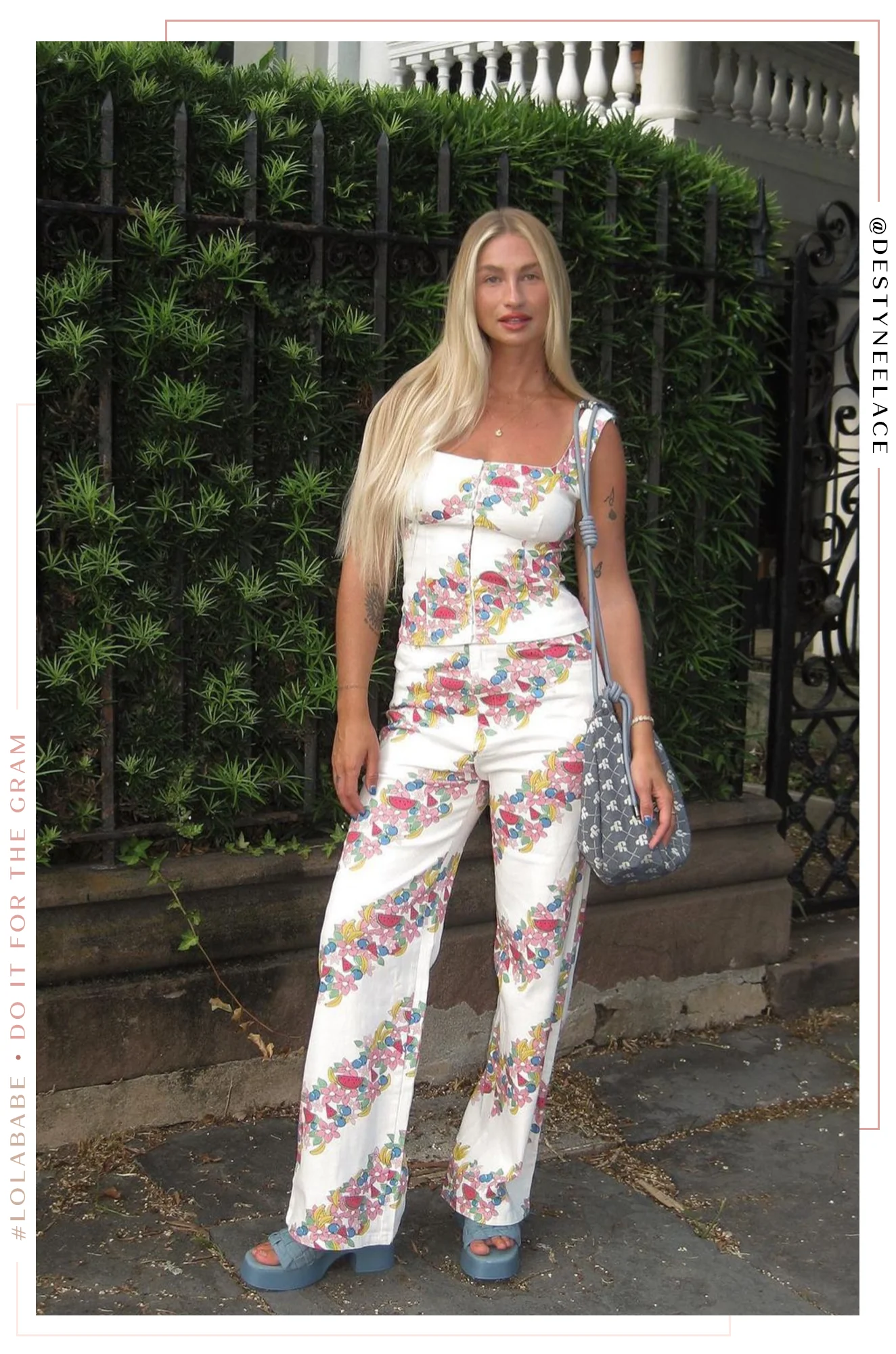 Tropicana Denim High Waist Pant - White Print - Image 11