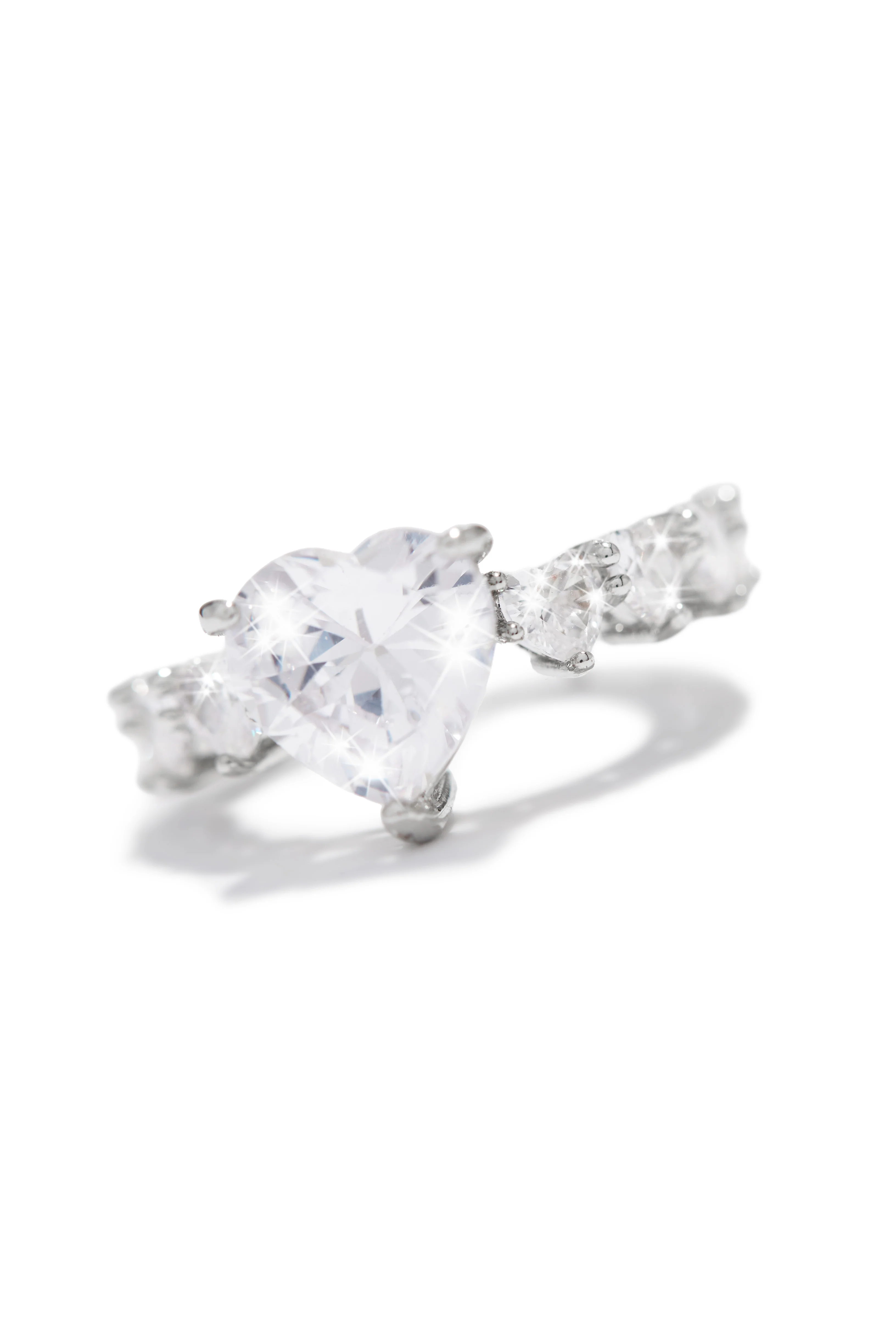True Love Heart Embellished Ring - Silver - Image 5