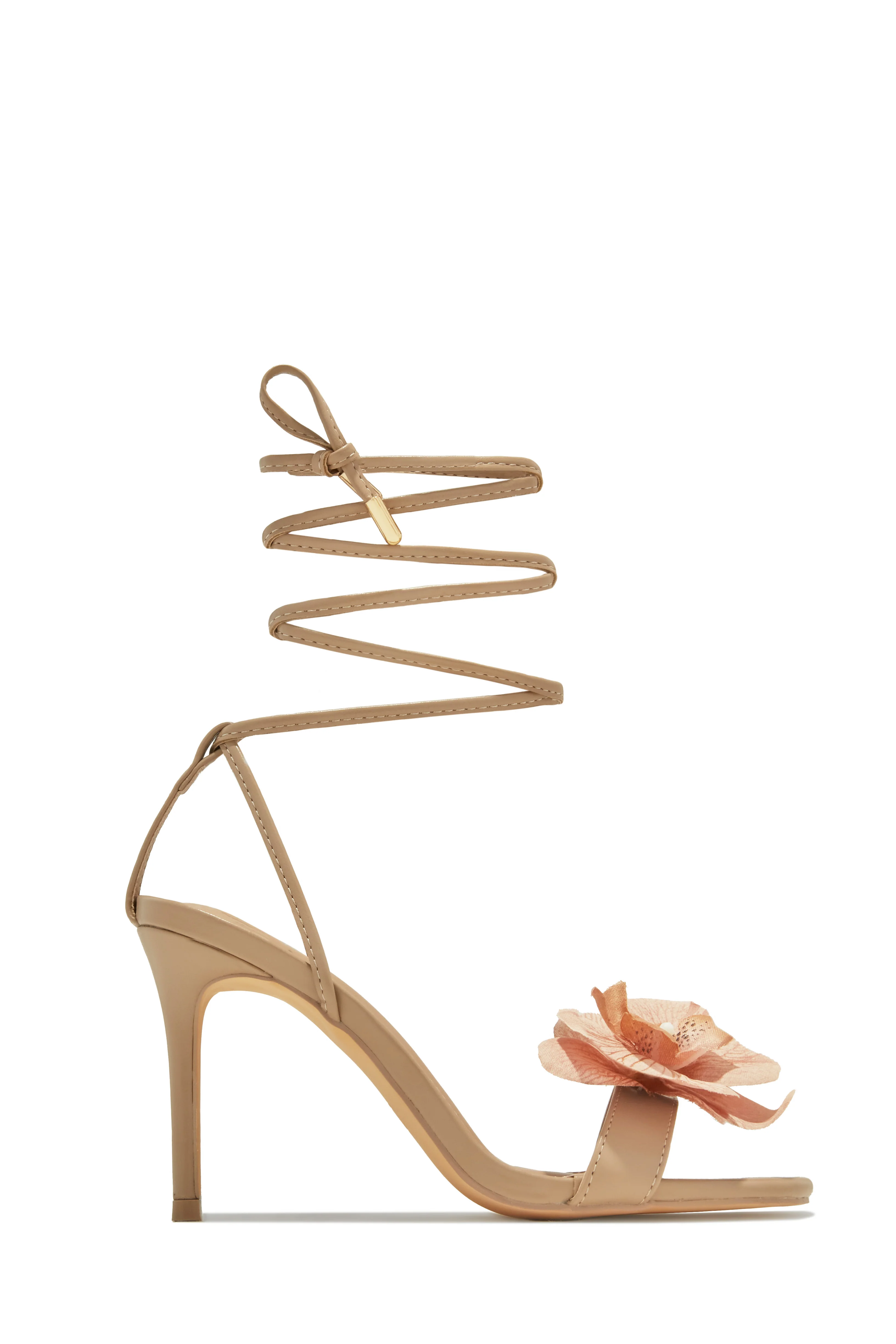 Vacay Getaway Lace Up Single Sole Heels - Nude - Image 4
