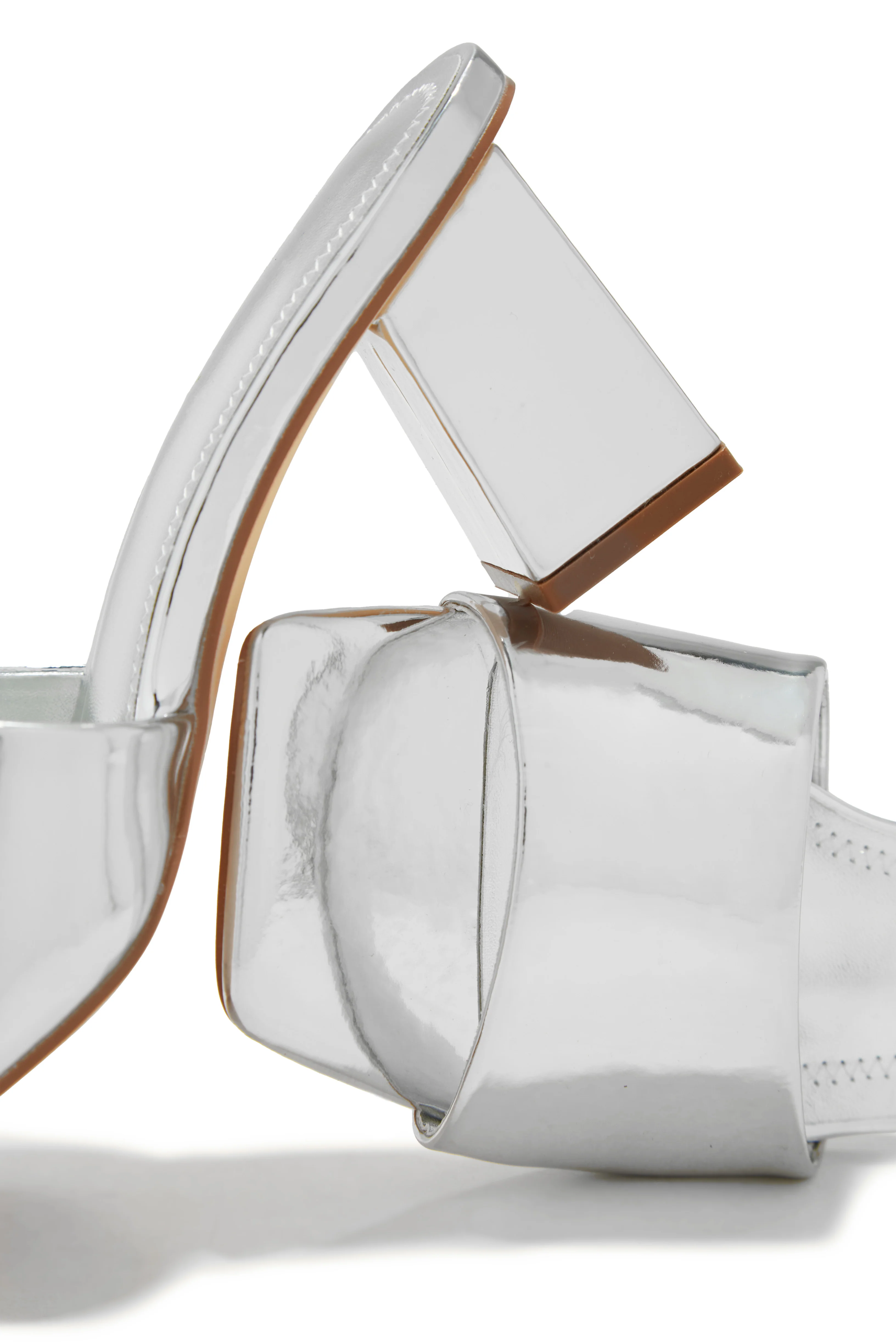 Valentine Block Heel Mules - Silver - Image 5