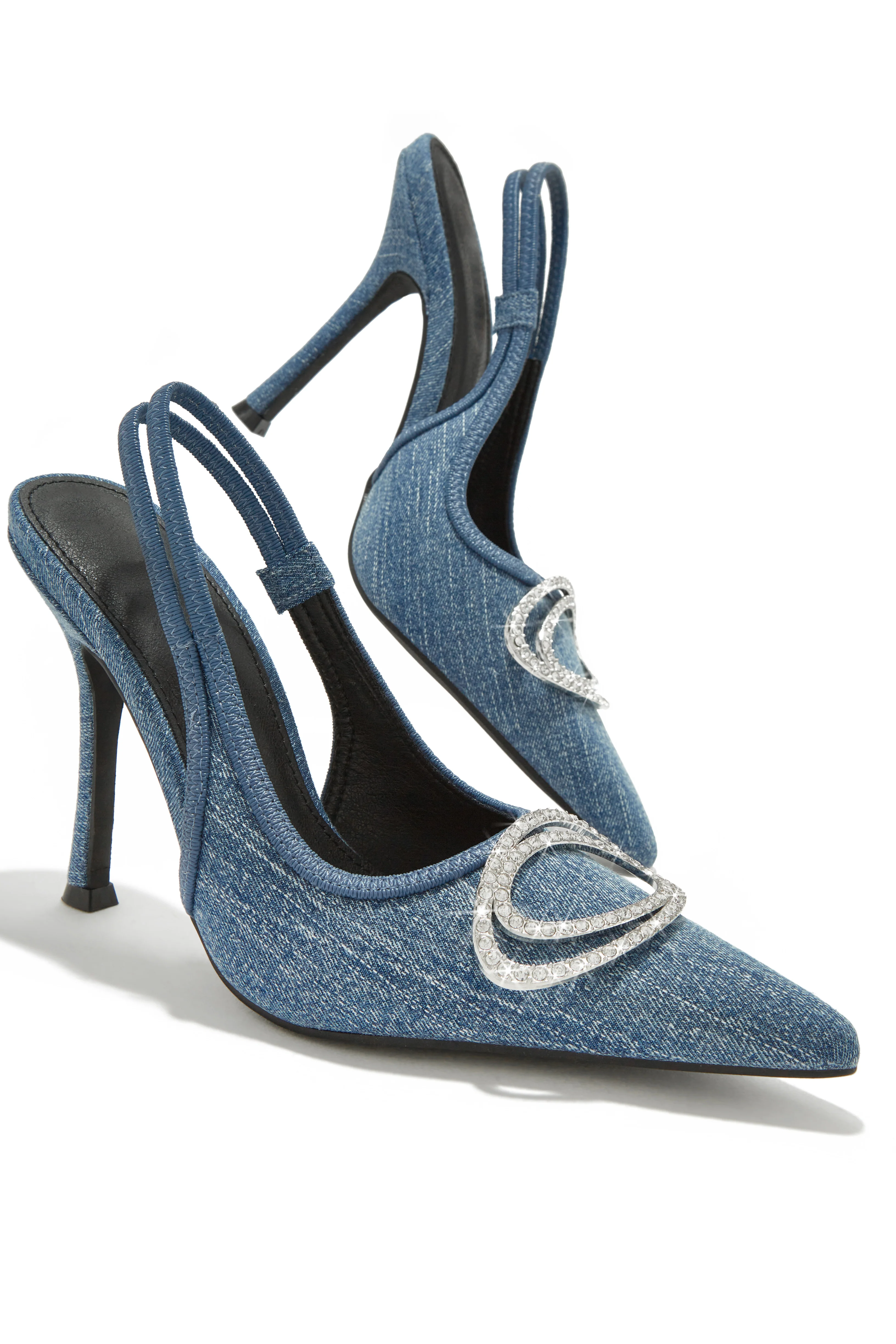 Valeria Slingback High Heel Pumps - Denim - Image 3