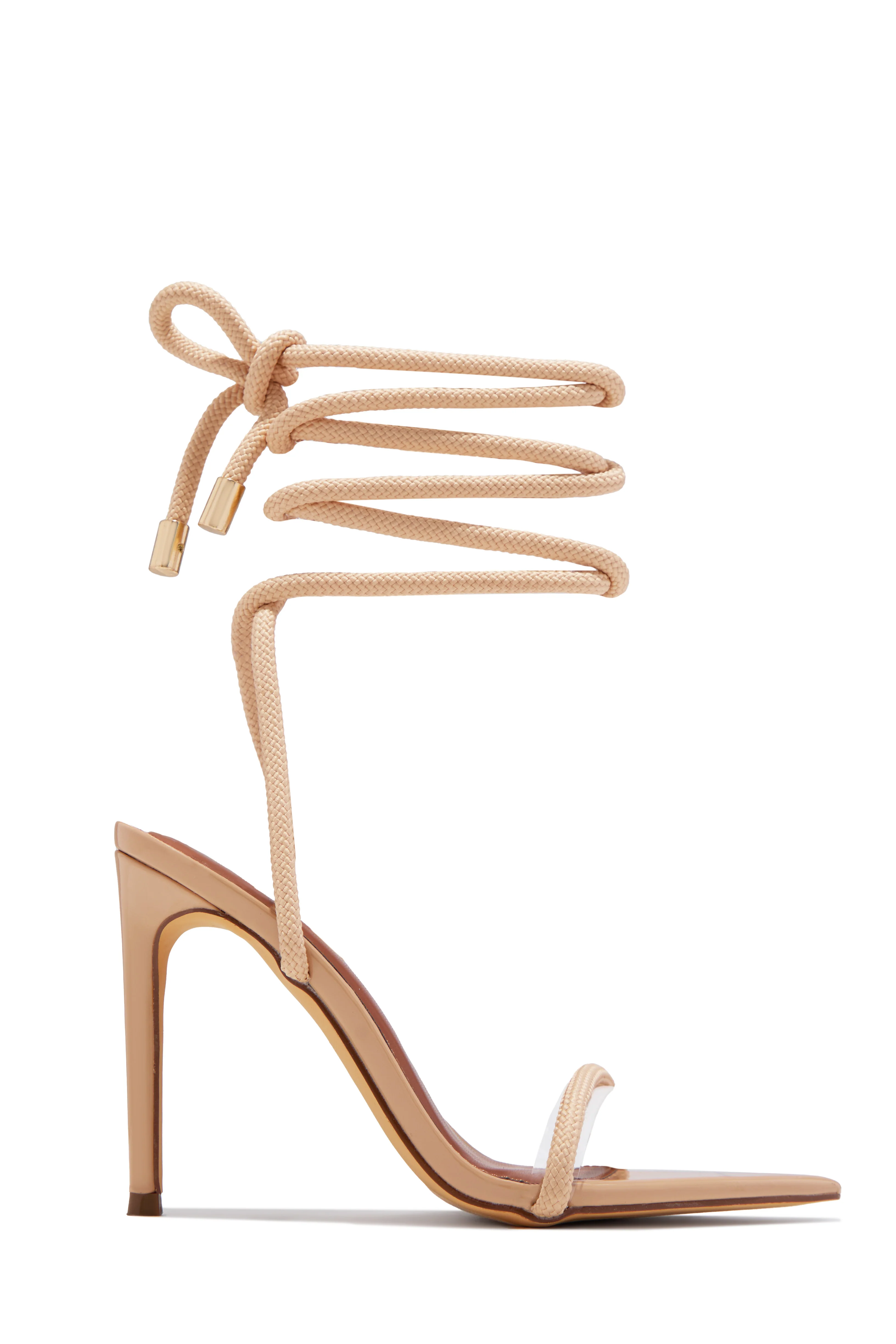 Valeria Lace Up High Heels - Nude - Image 5