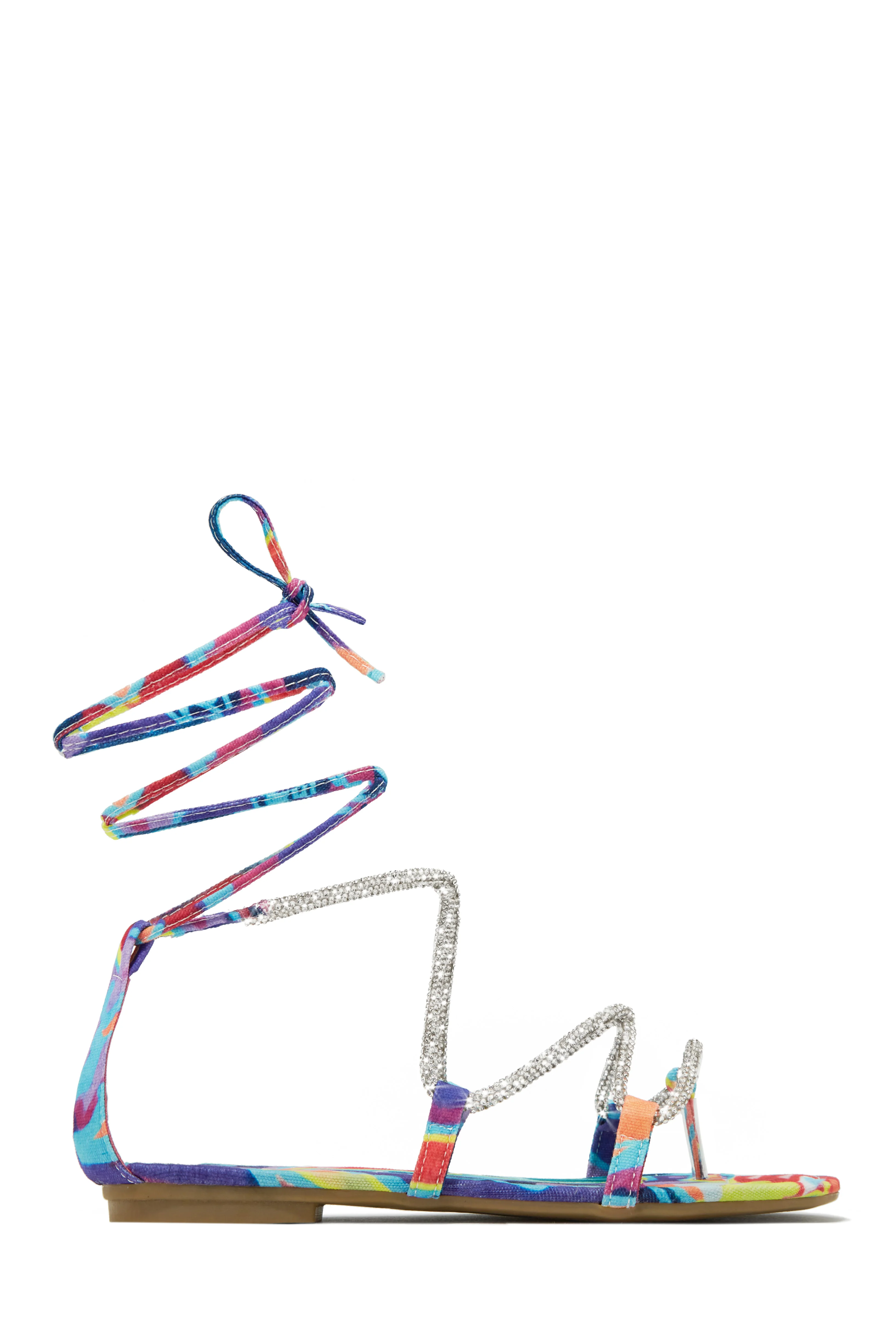 Vegas Weekend Embellished Lace Up Sandals - Gold - Image 8