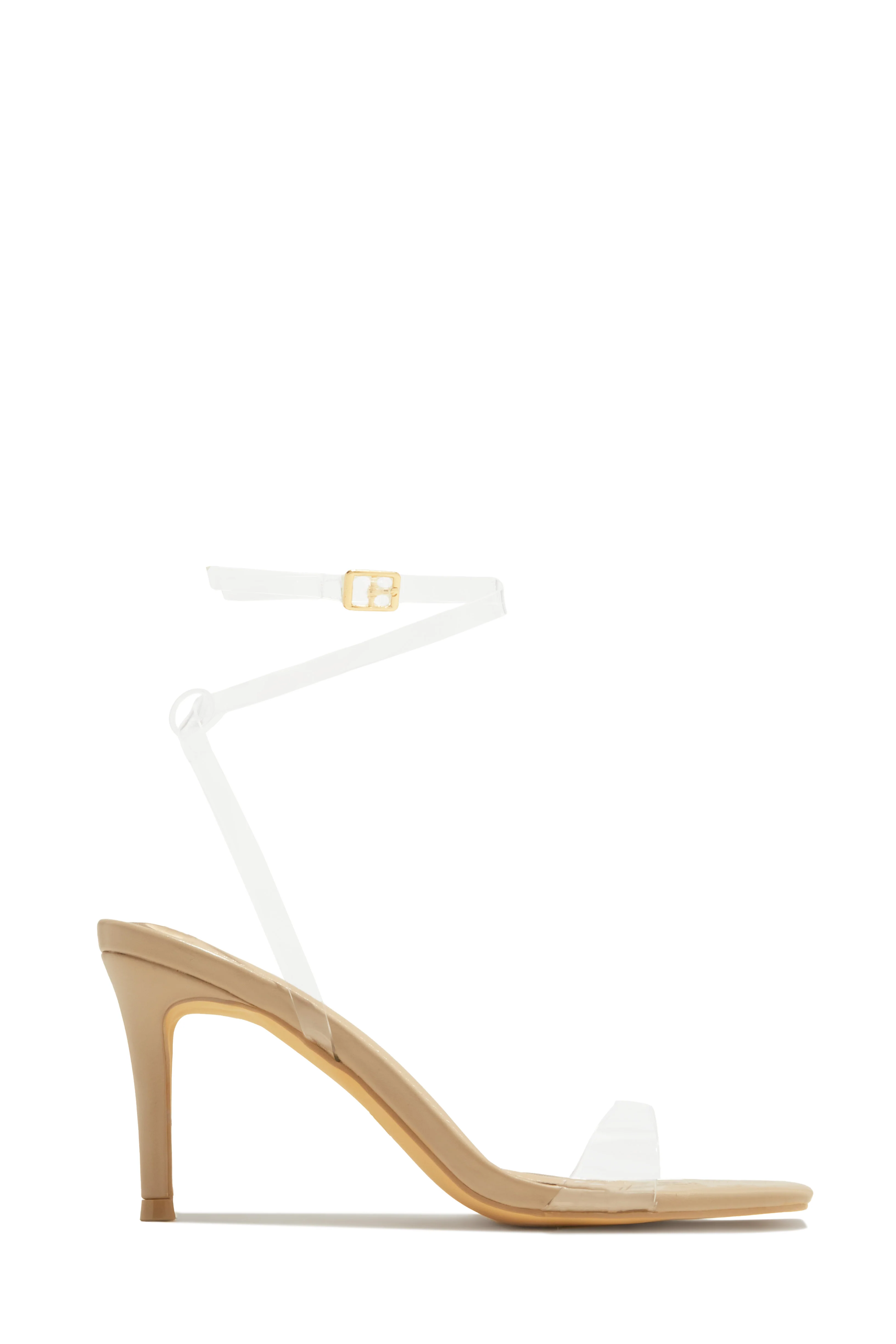 Viana Clear Strap Mid Heels - Nude - Image 5