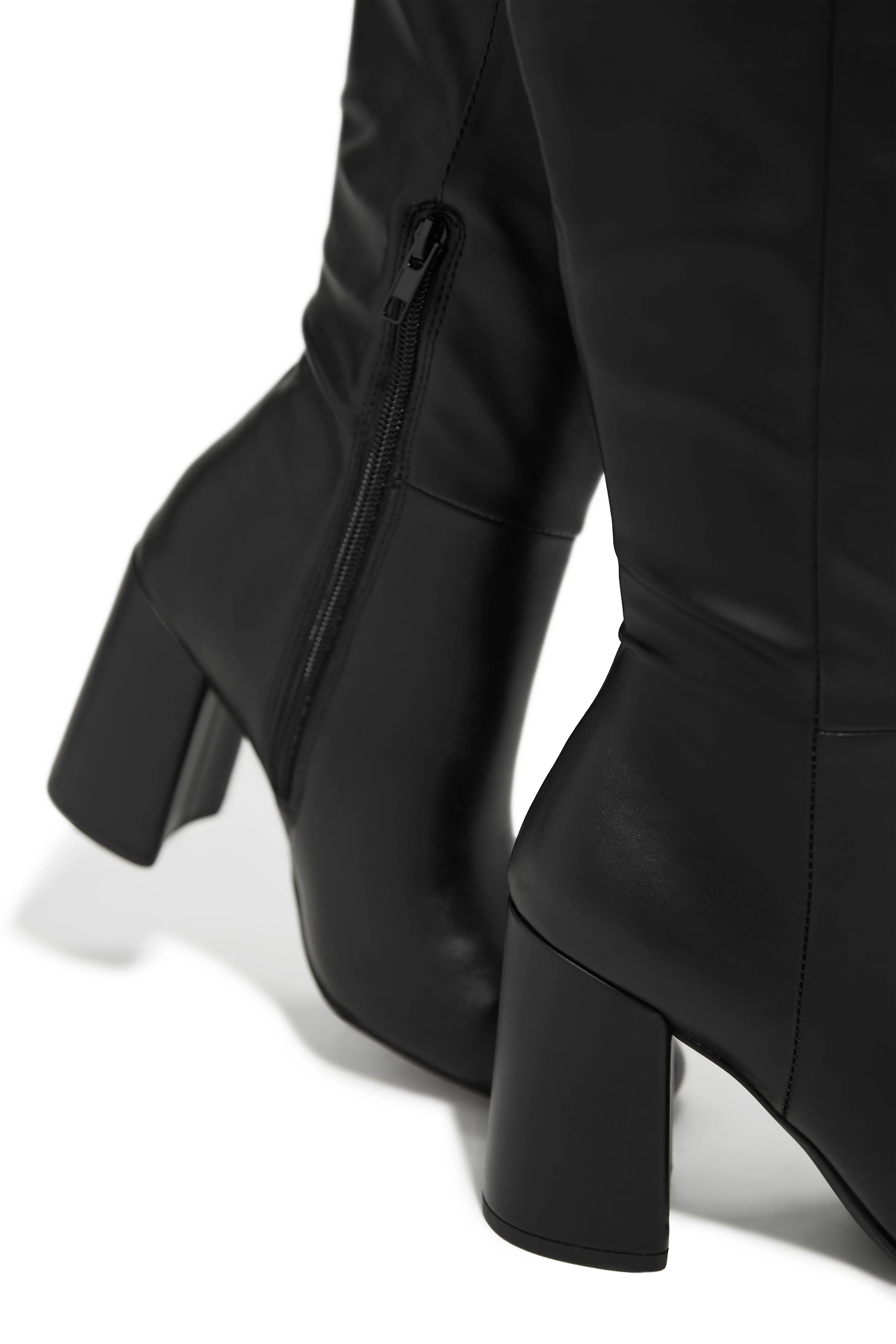 Viri Block Heel Knee High Boots - Black - Image 4