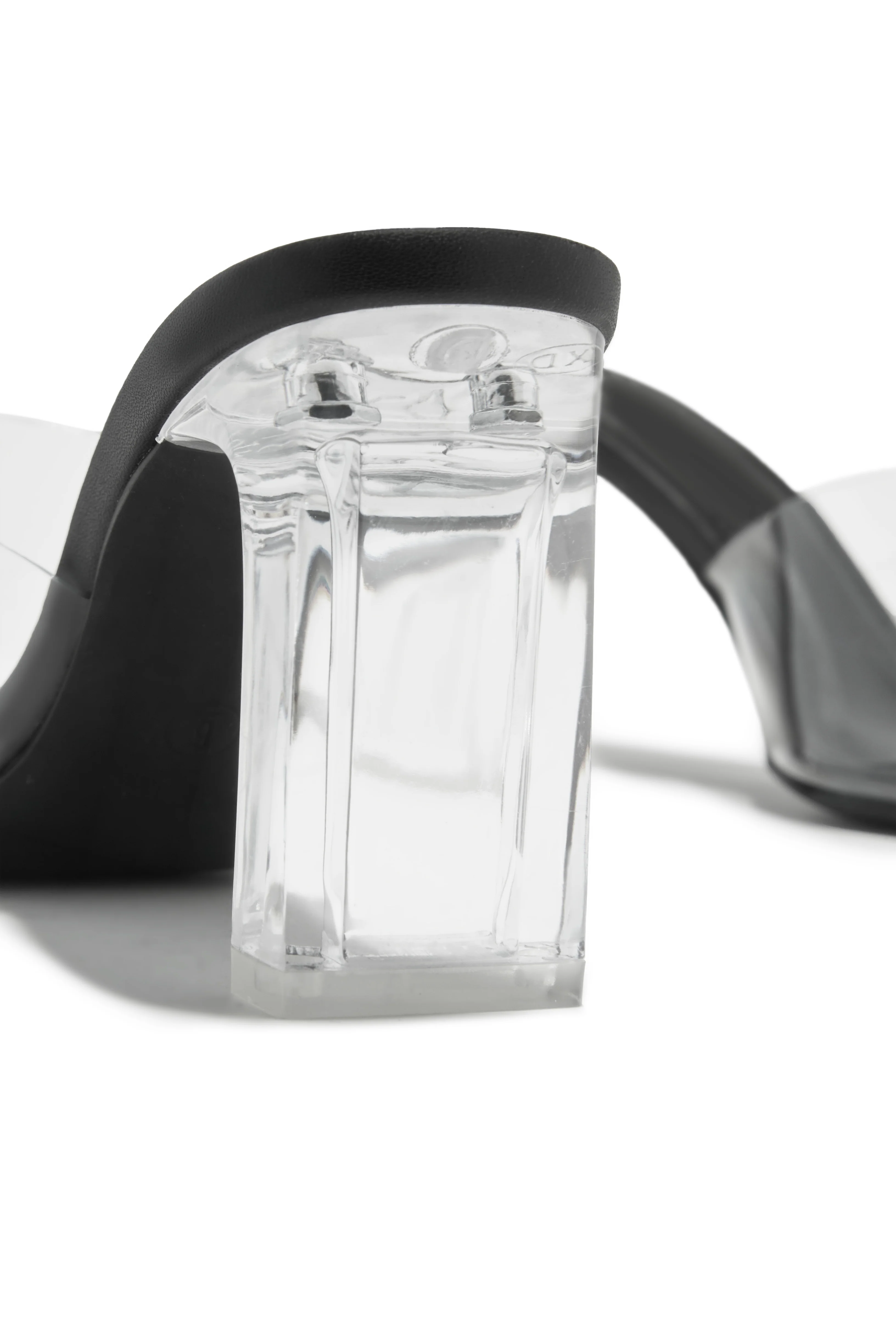Vivian Clear Strap Mule Heels - Black - Image 3