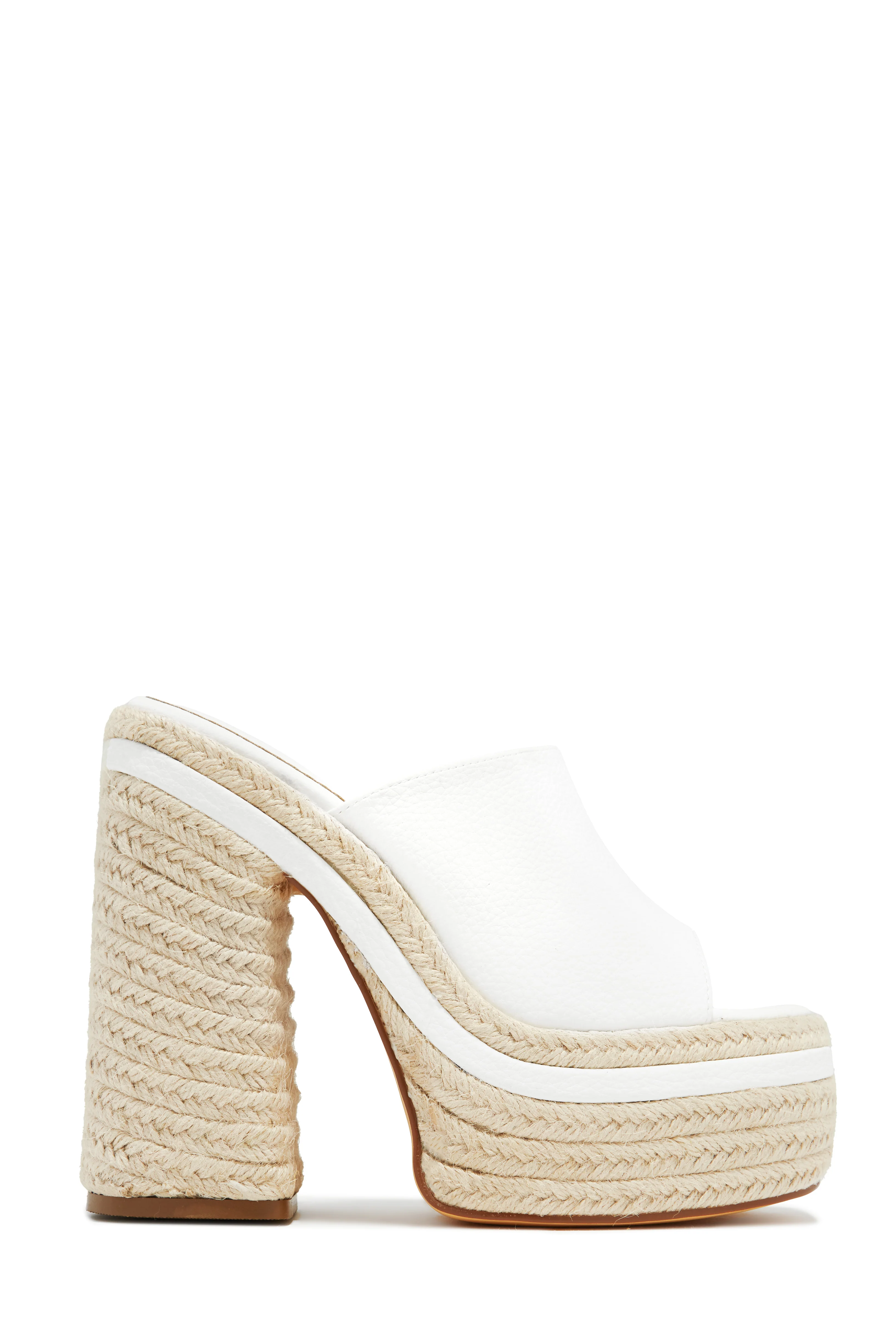 Weekend Attire Platform Block Heel Mules - White - Image 4