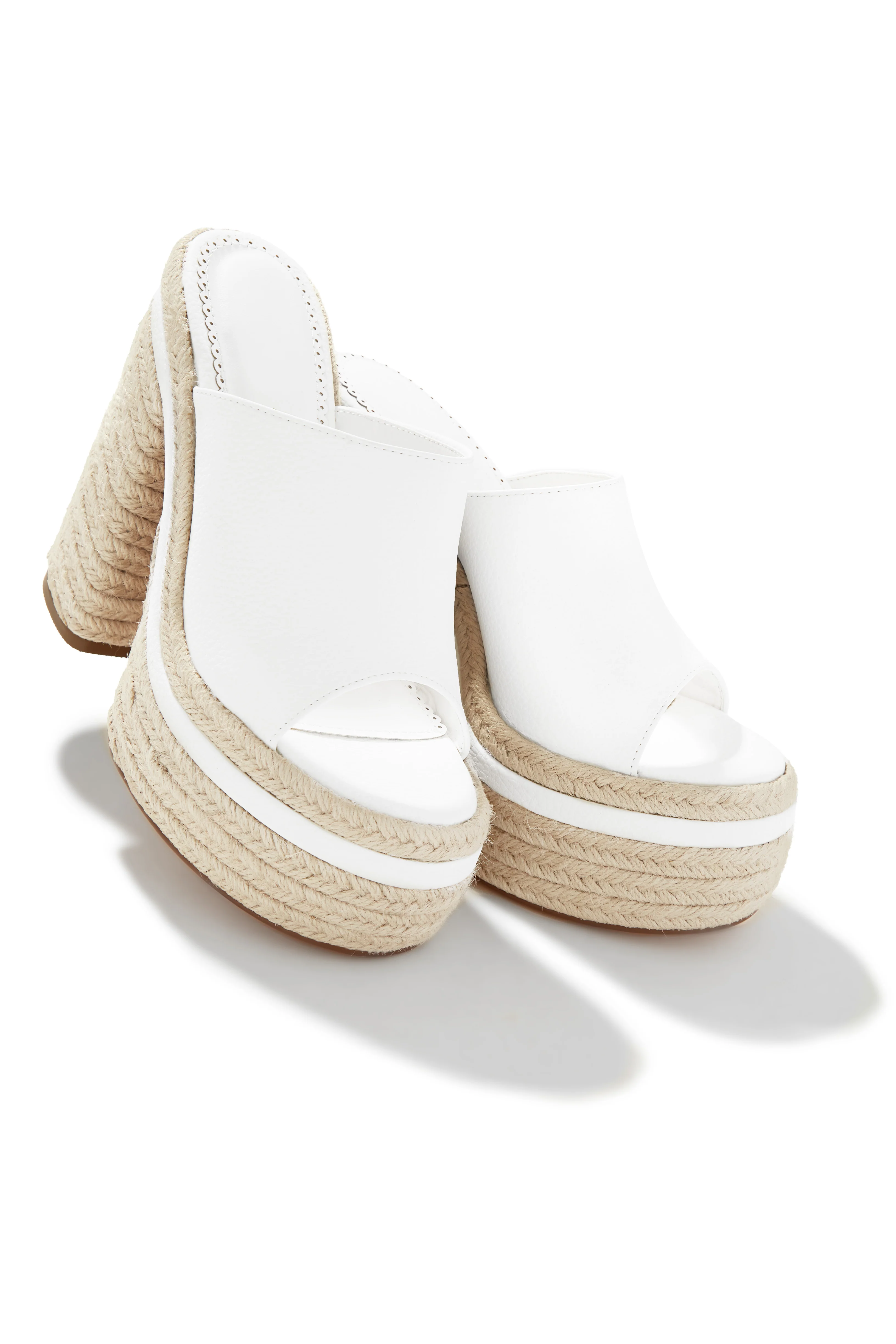 Weekend Attire Platform Block Heel Mules - White - Image 6