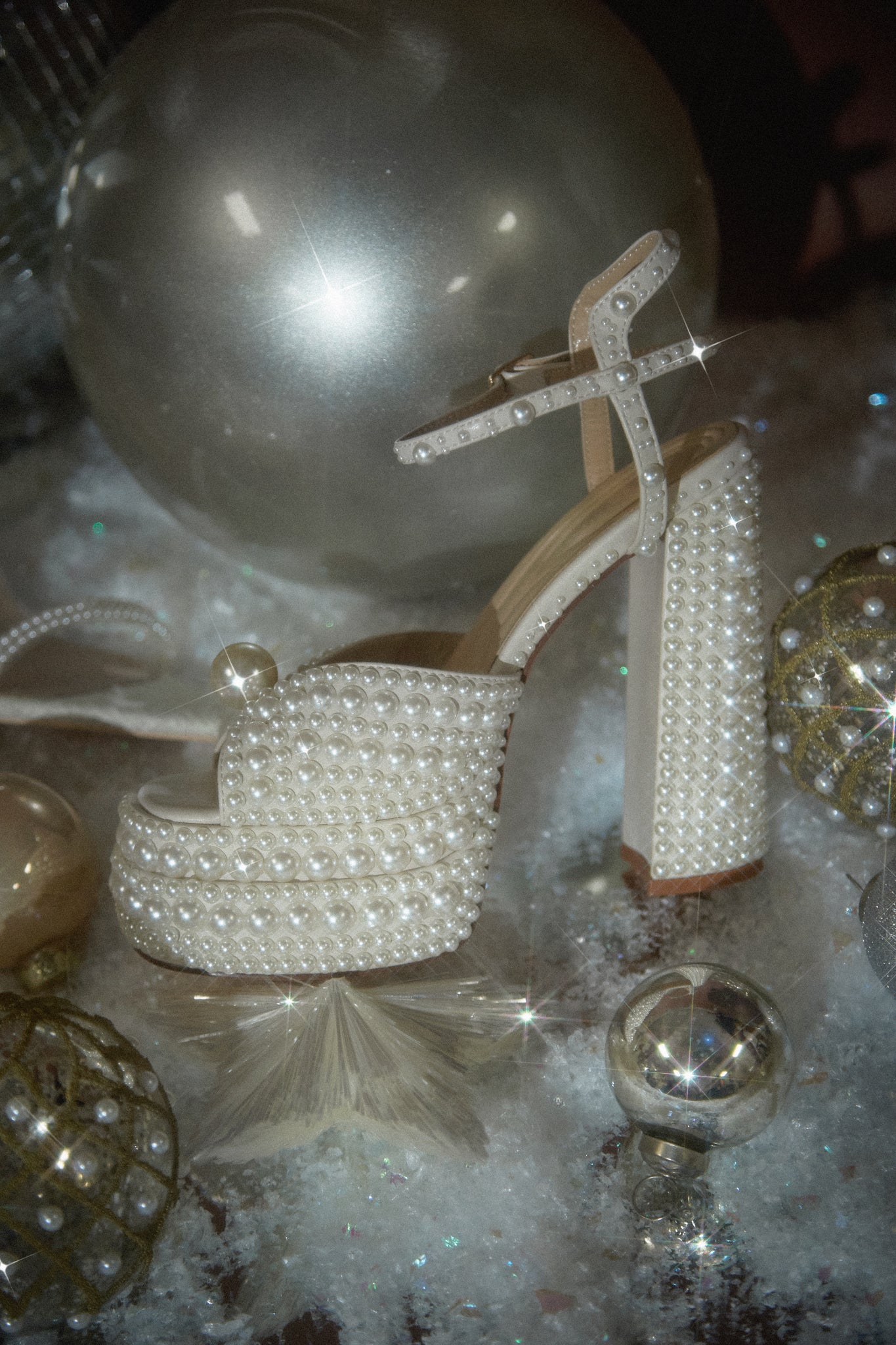 Wifey Status Platform Block Pearl Heels - White - Image 4