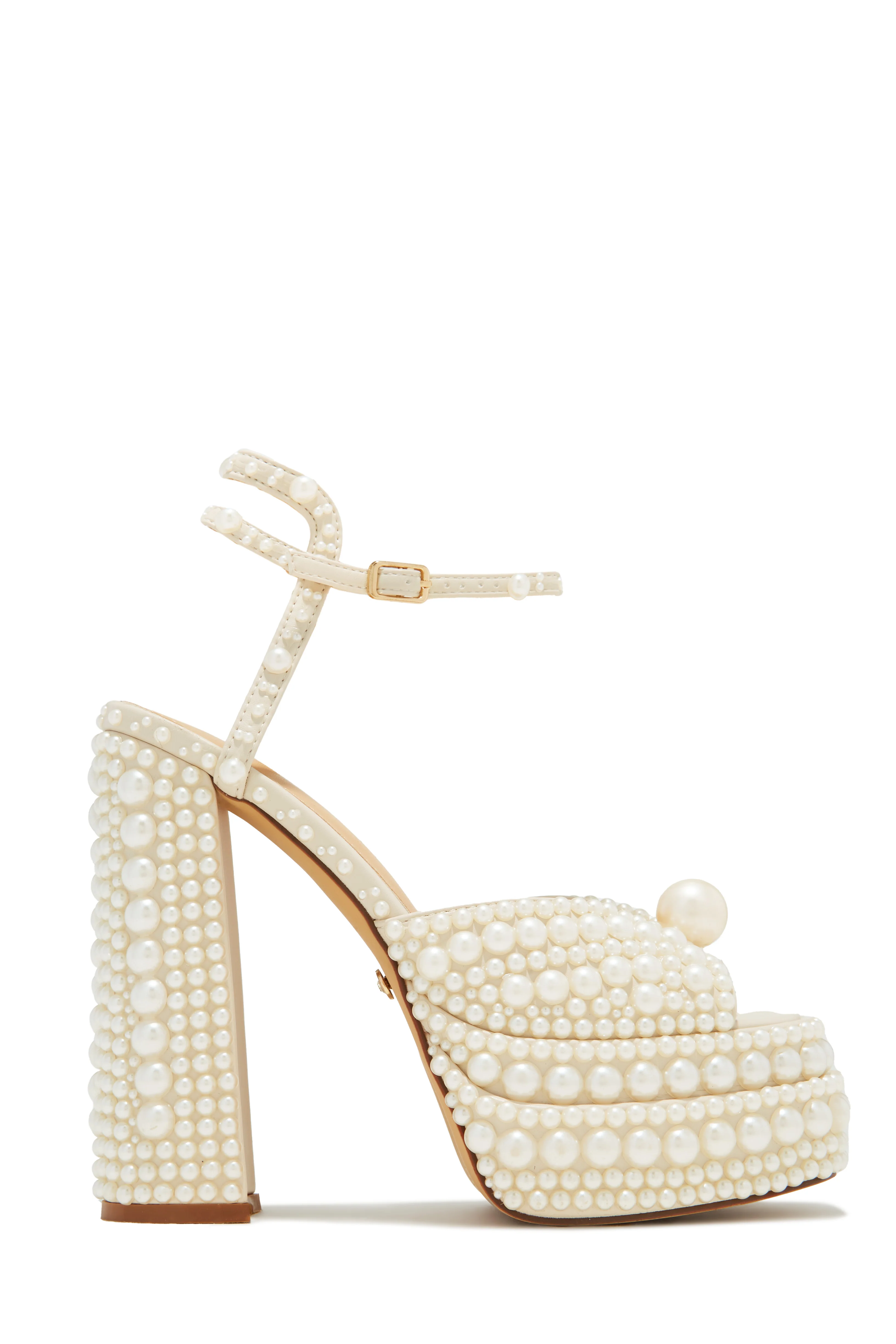 Wifey Status Platform Block Pearl Heels - White - Image 6