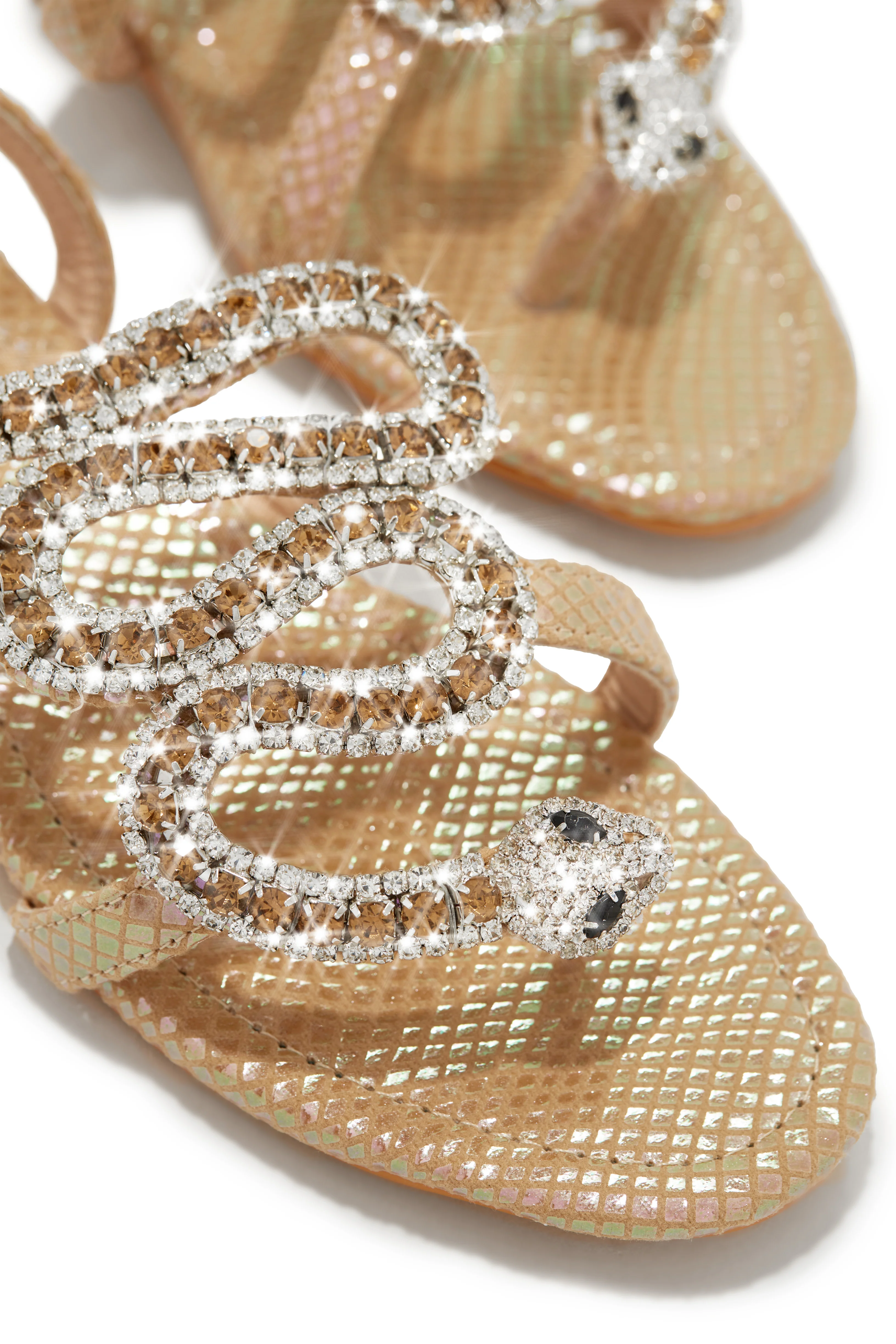 Wild One Snake Embellished Sandals - Gold - Image 3