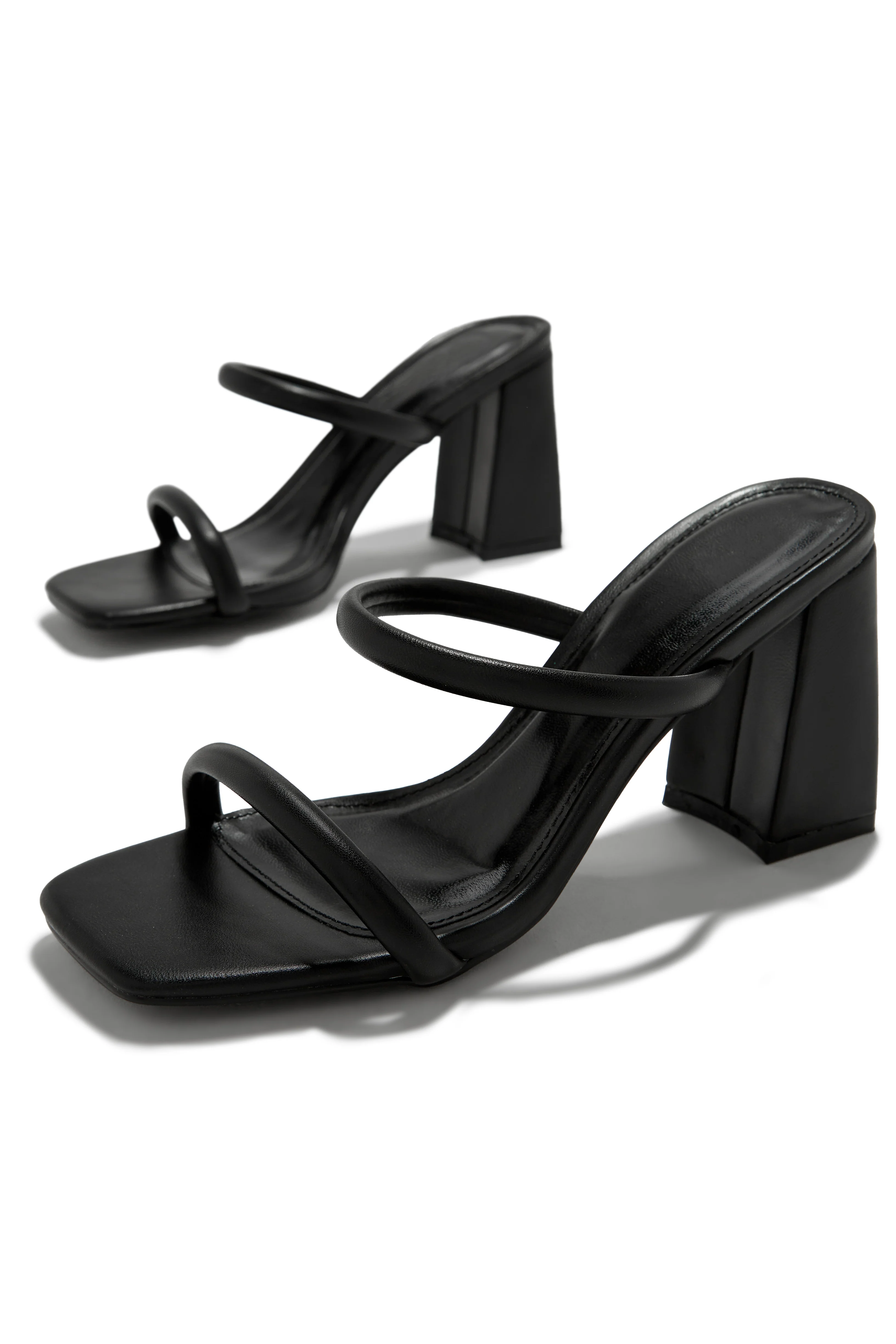 Yesenia Block Mid Heel Mules - Black - Image 3