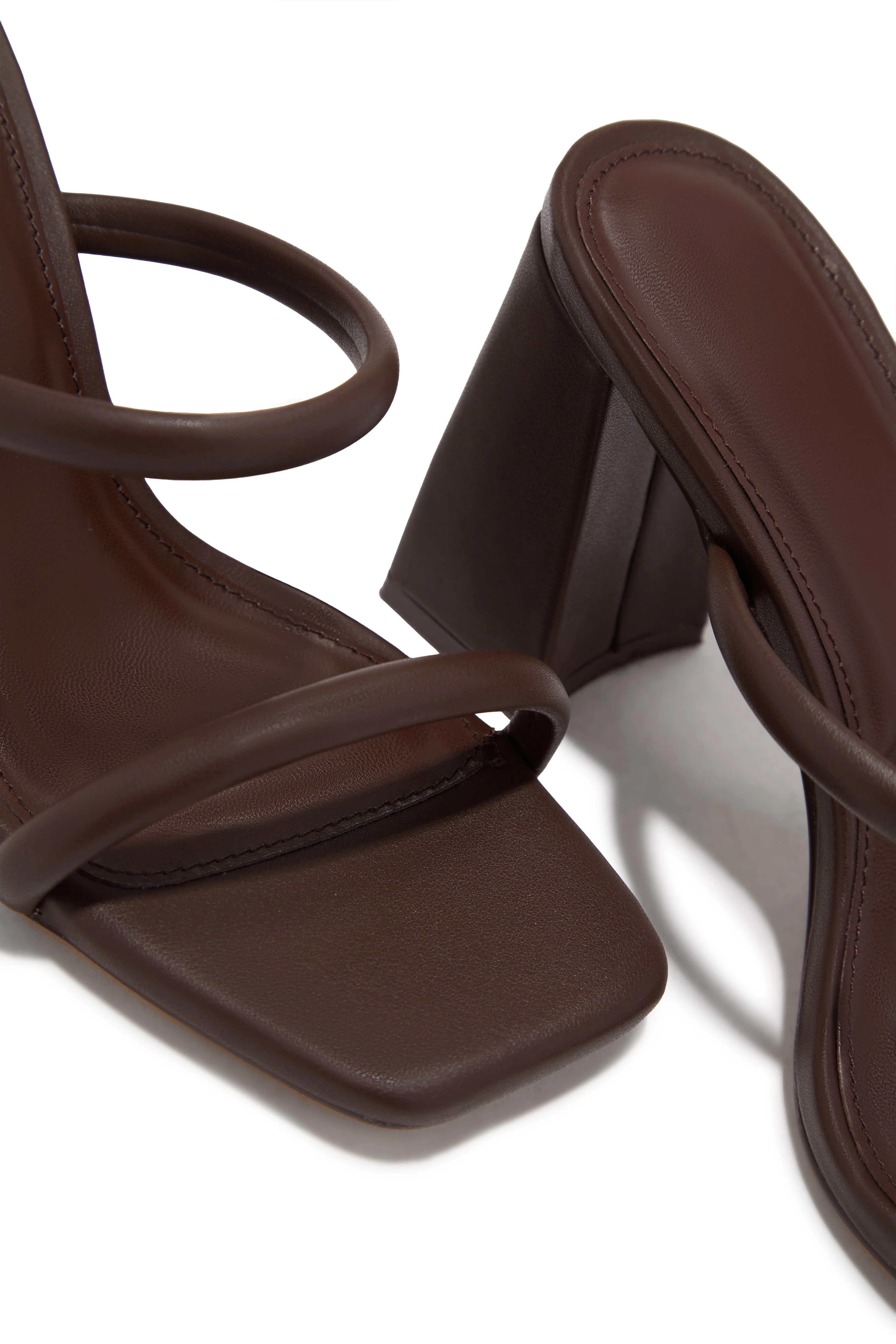 Yesenia Block Mid Heel Mules - Brown - Image 2