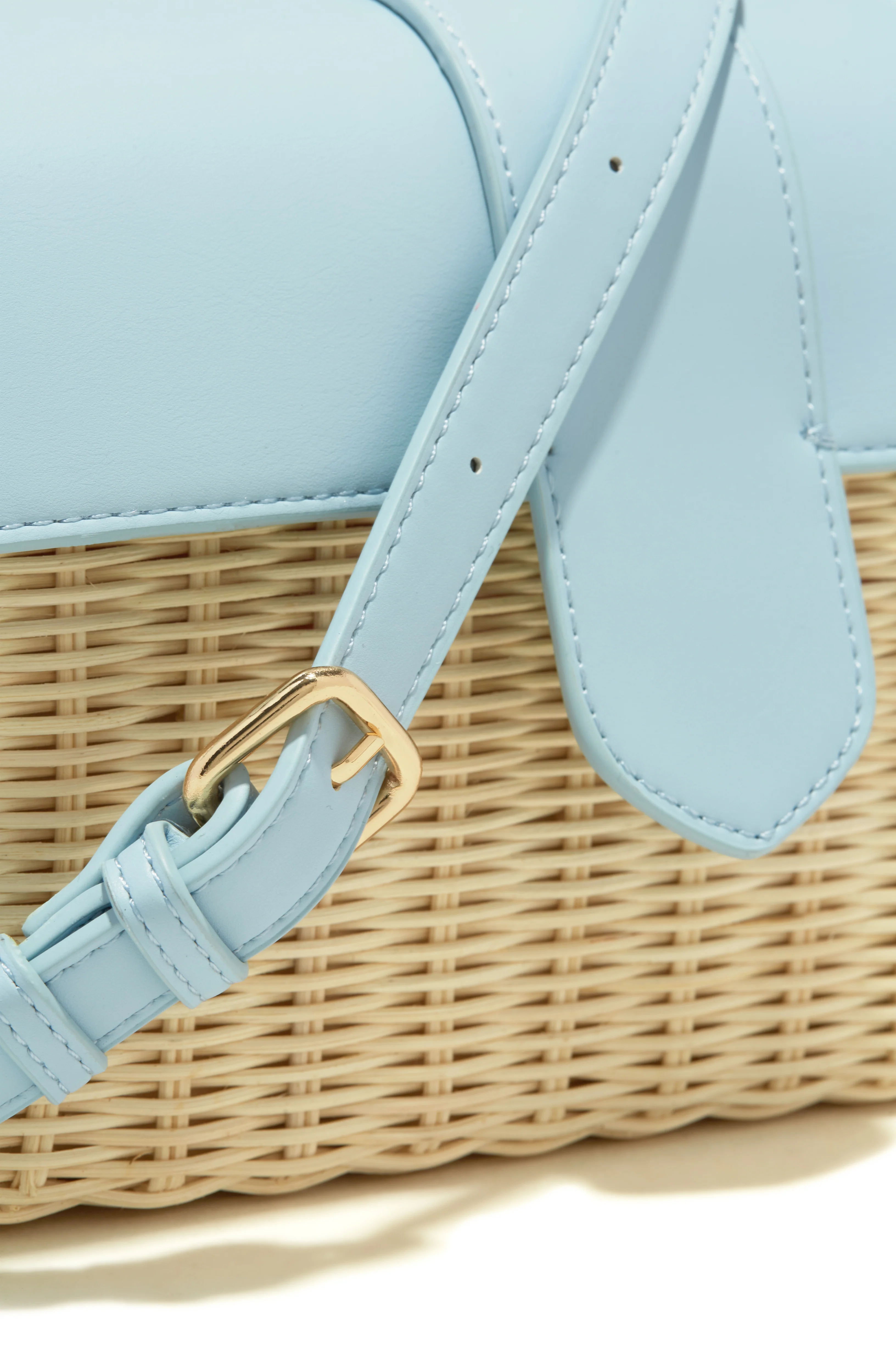 Ysabel Woven Straw Crossbody Bag - Blue - Image 7